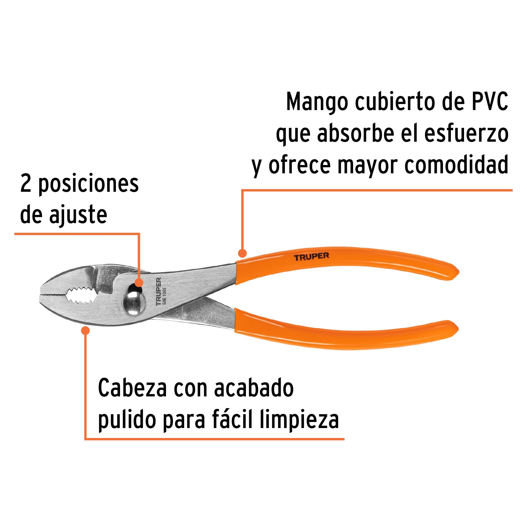 Pinza de chofer 10" mango de PVC, TRUPER TRUPER