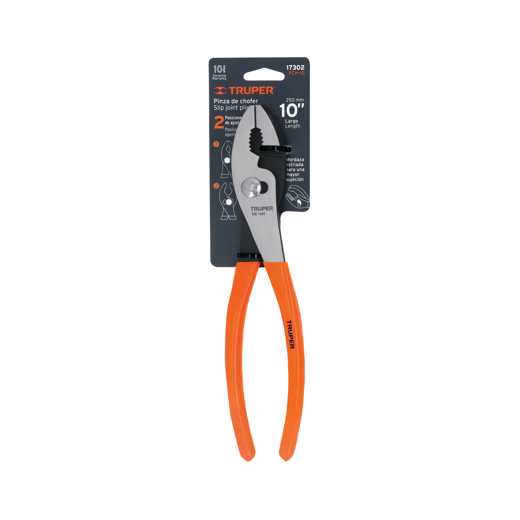 Pinza de chofer 10" mango de PVC, TRUPER TRUPER