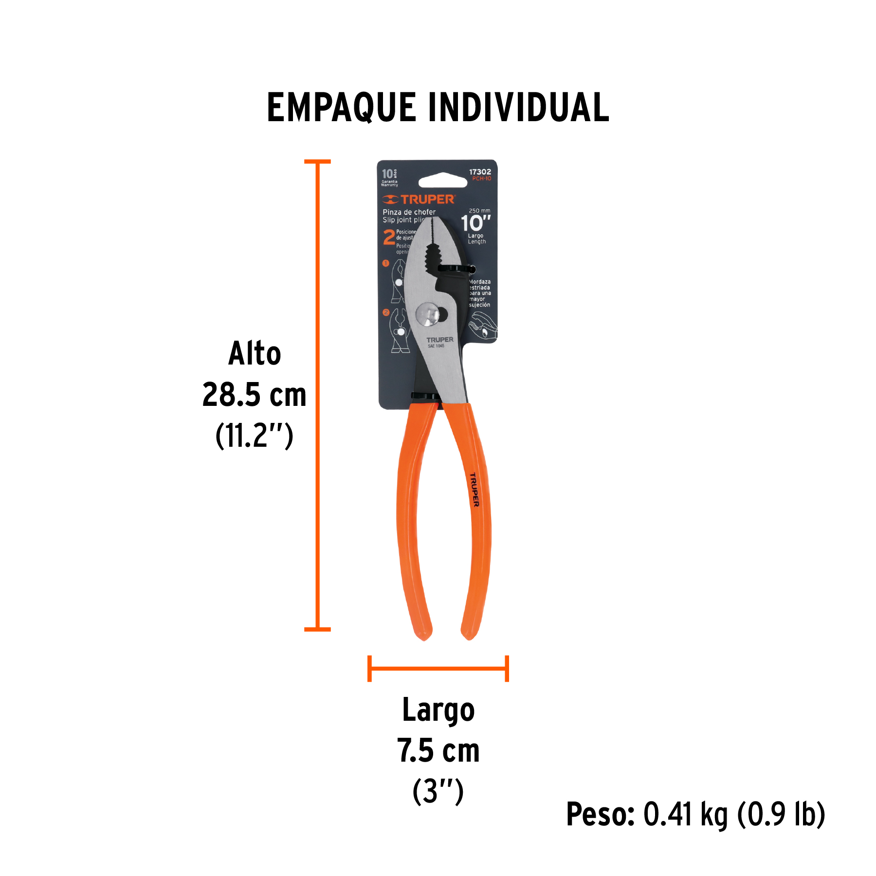 Pinza de chofer 10" mango de PVC, TRUPER TRUPER