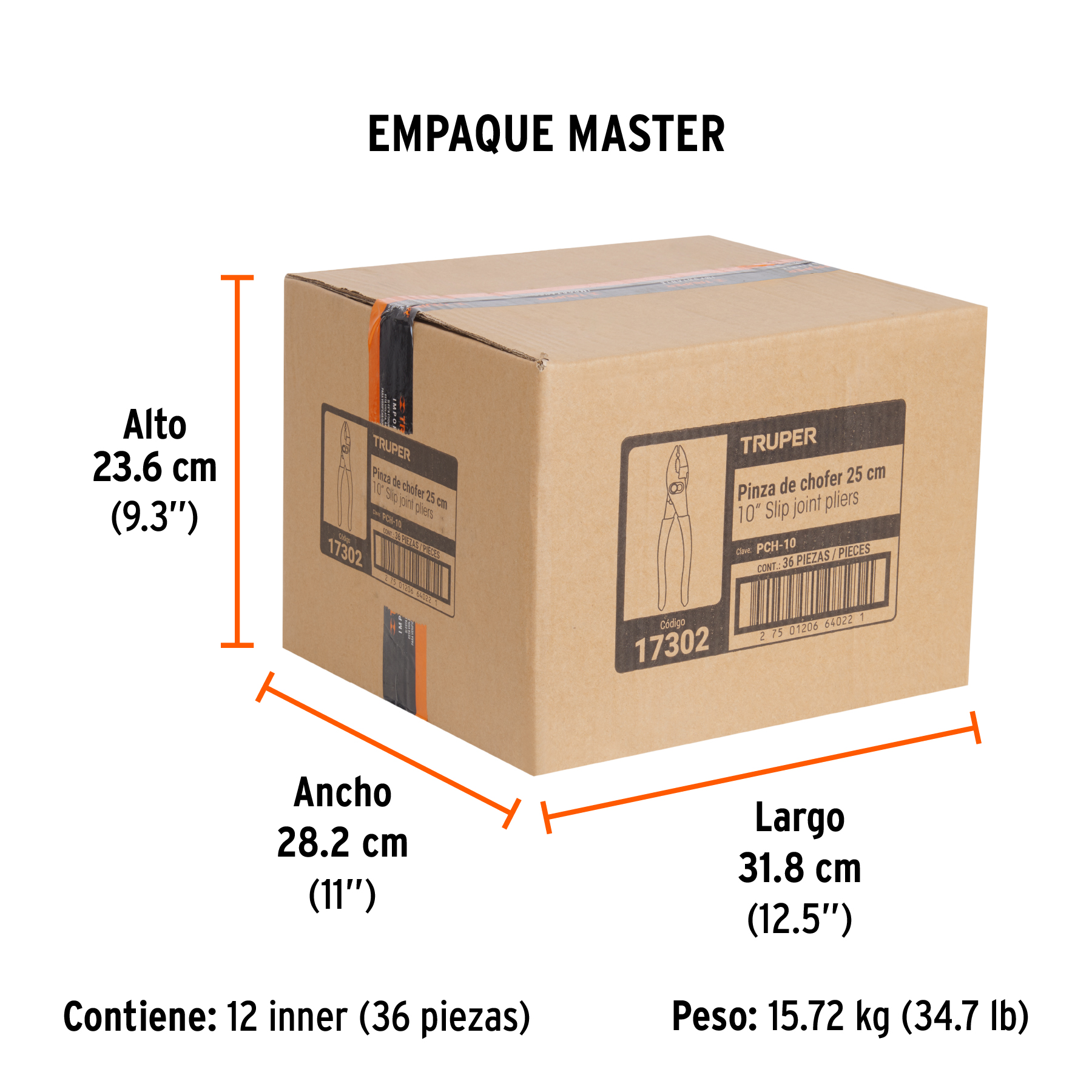 Pinza de chofer 10" mango de PVC, TRUPER TRUPER