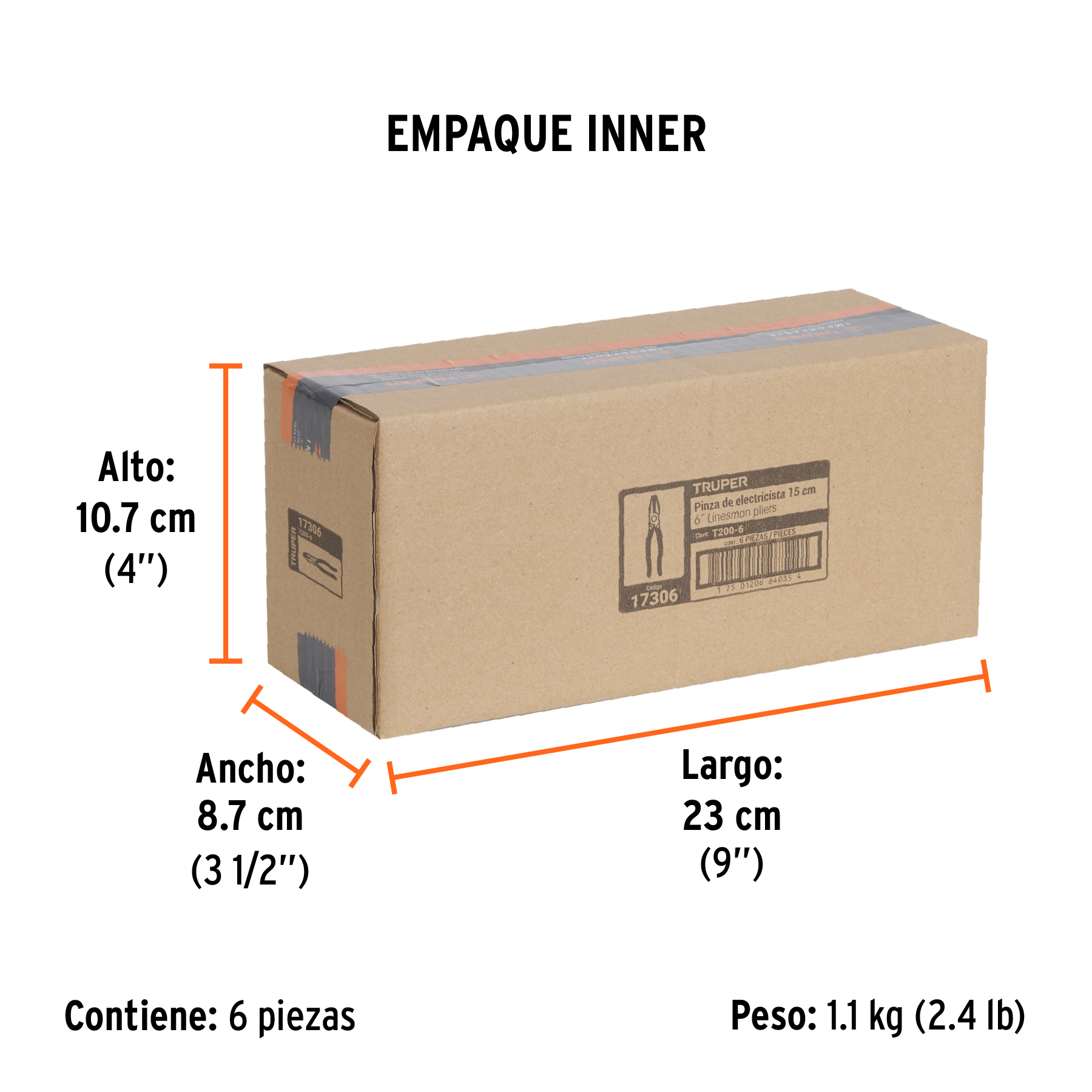 Pinza para electricista 6" mango de PVC, TRUPER TRUPER