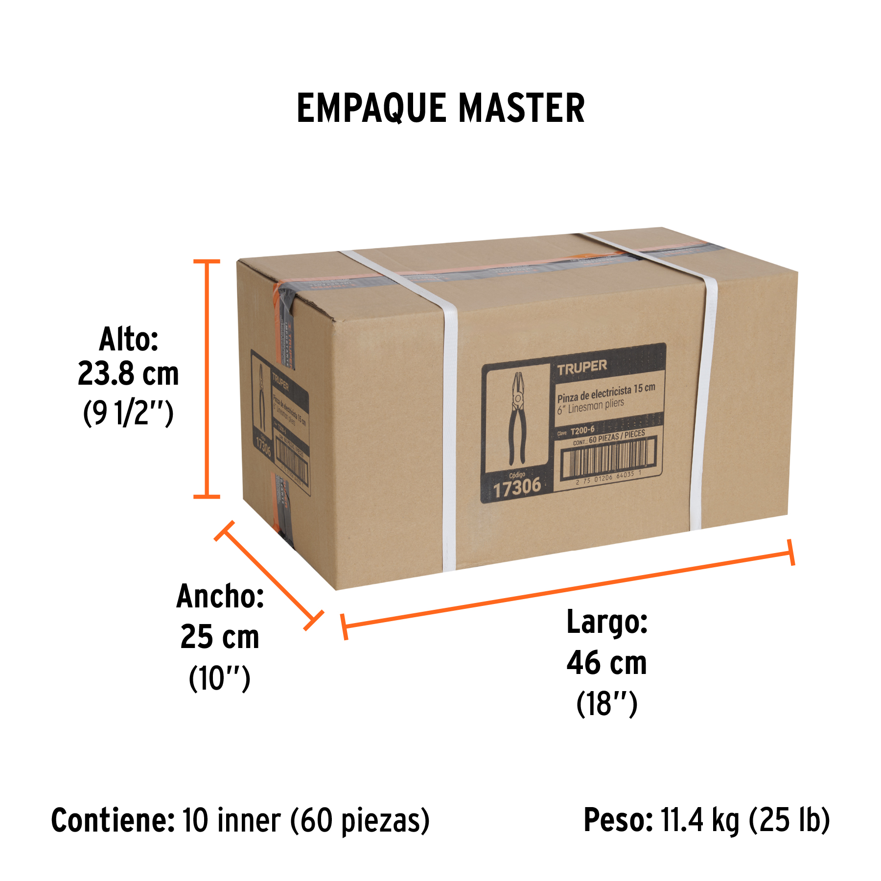 Pinza para electricista 6" mango de PVC, TRUPER TRUPER