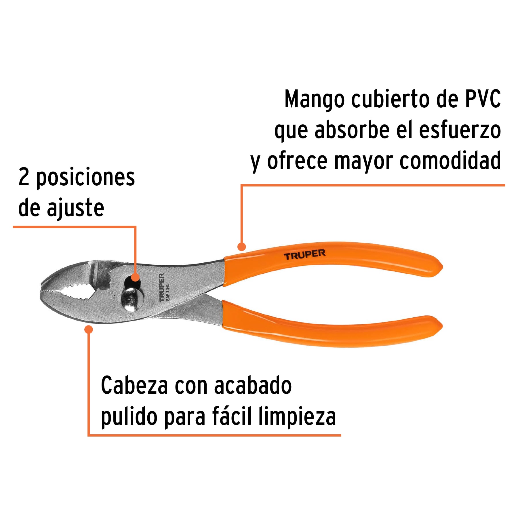 Pinza de chofer 8" mango de PVC, TRUPER TRUPER