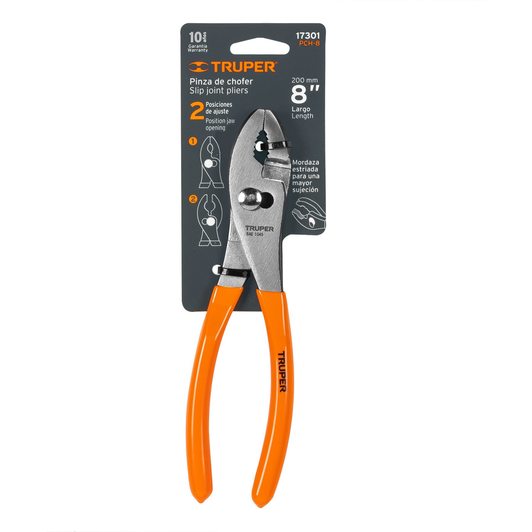 Pinza de chofer 8" mango de PVC, TRUPER TRUPER