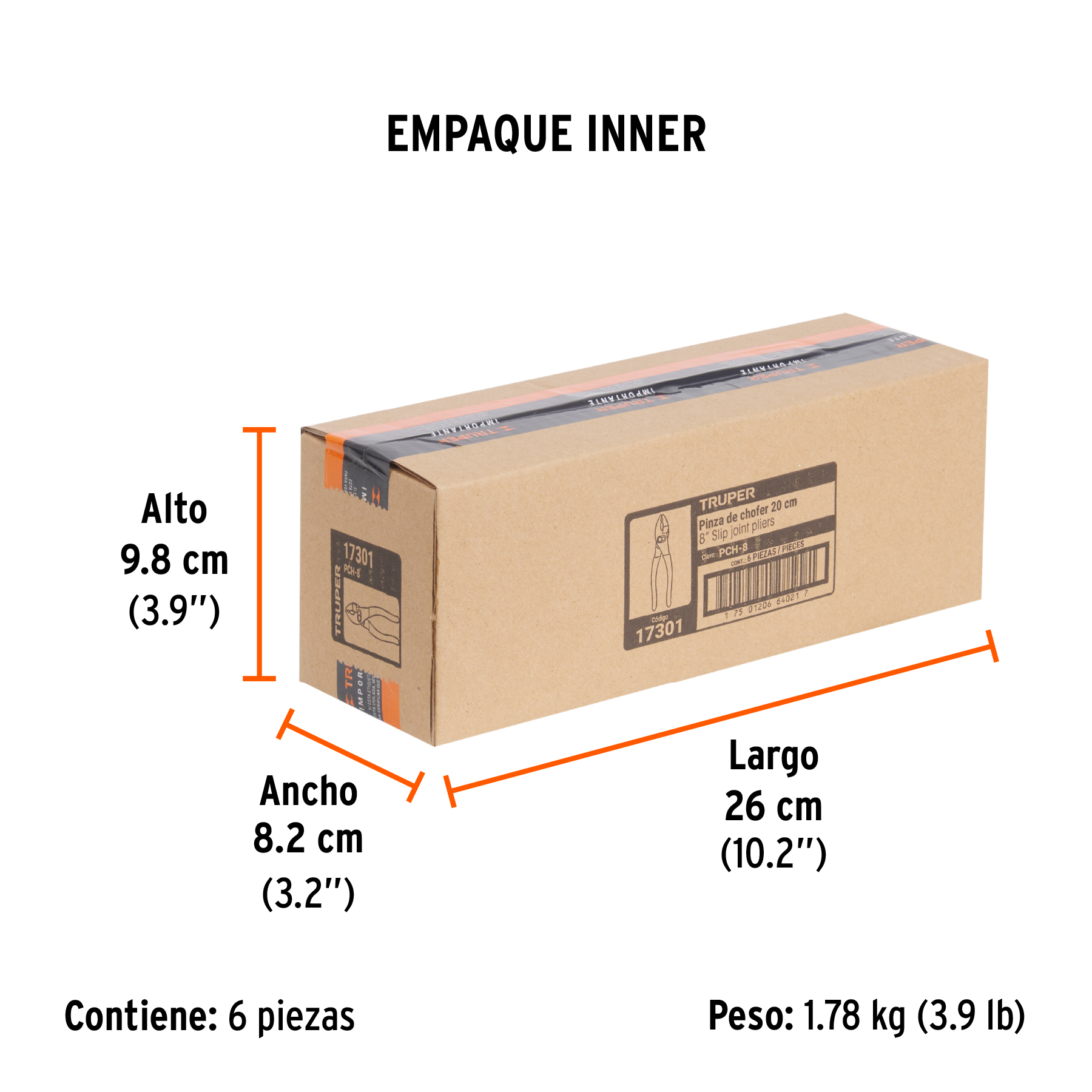 Pinza de chofer 8" mango de PVC, TRUPER TRUPER