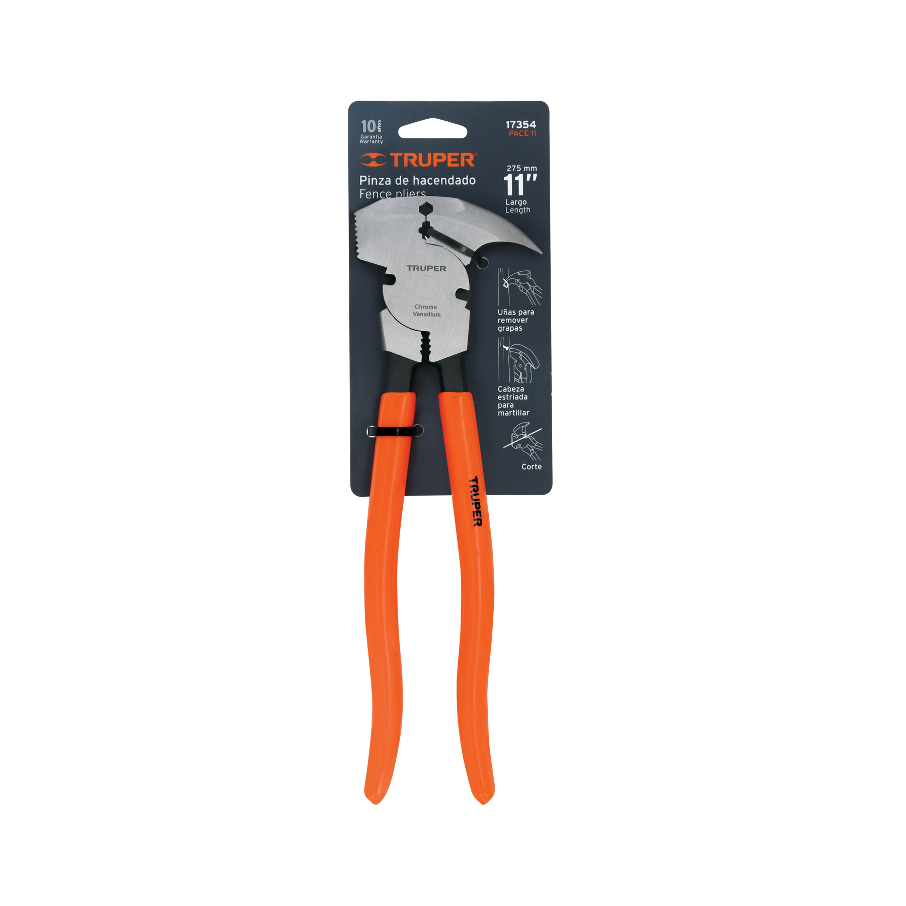 Pinza de hacendado 11" mango de PVC, TRUPER TRUPER