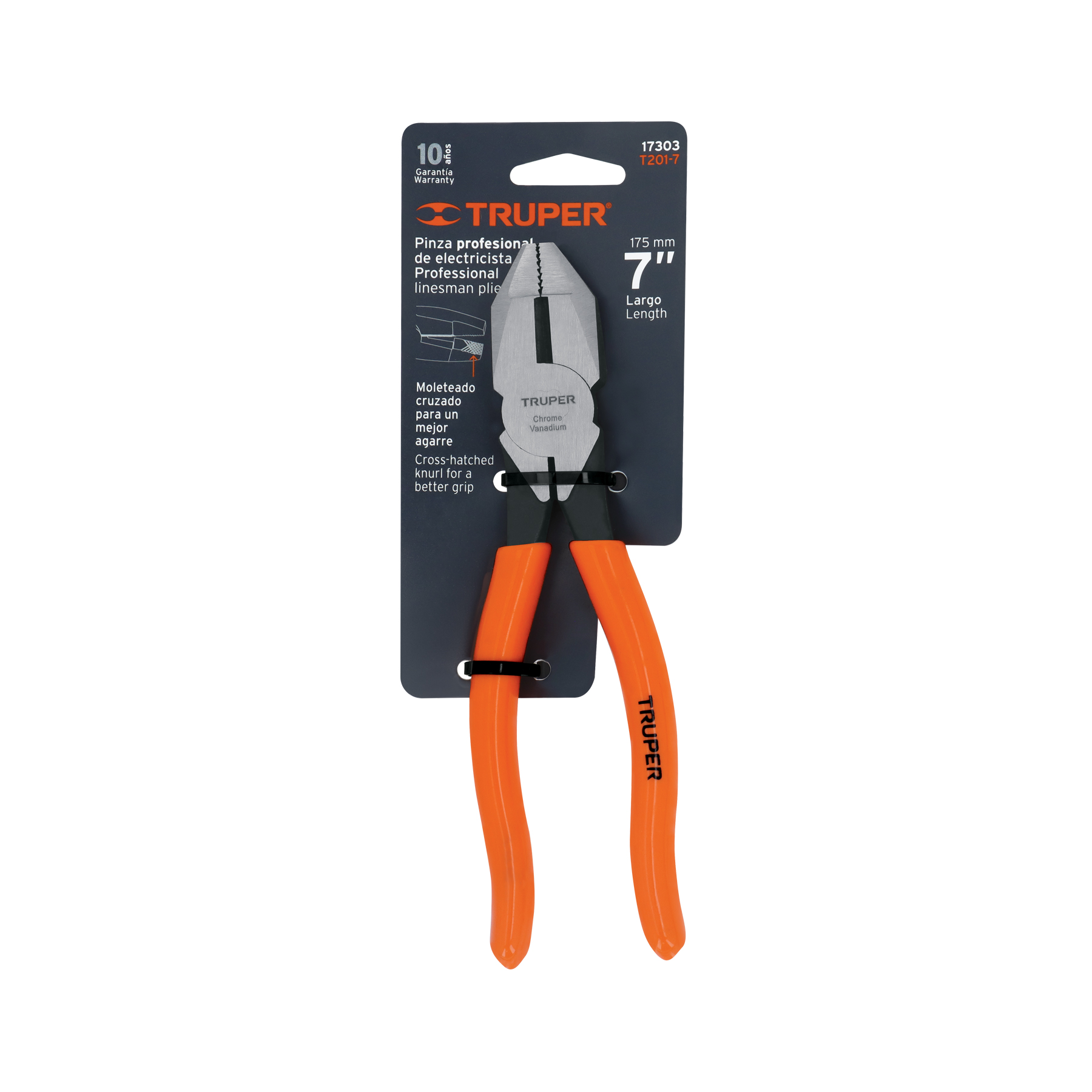 Pinza para electricista 7" uso rudo, mango PVC, TRUPER TRUPER