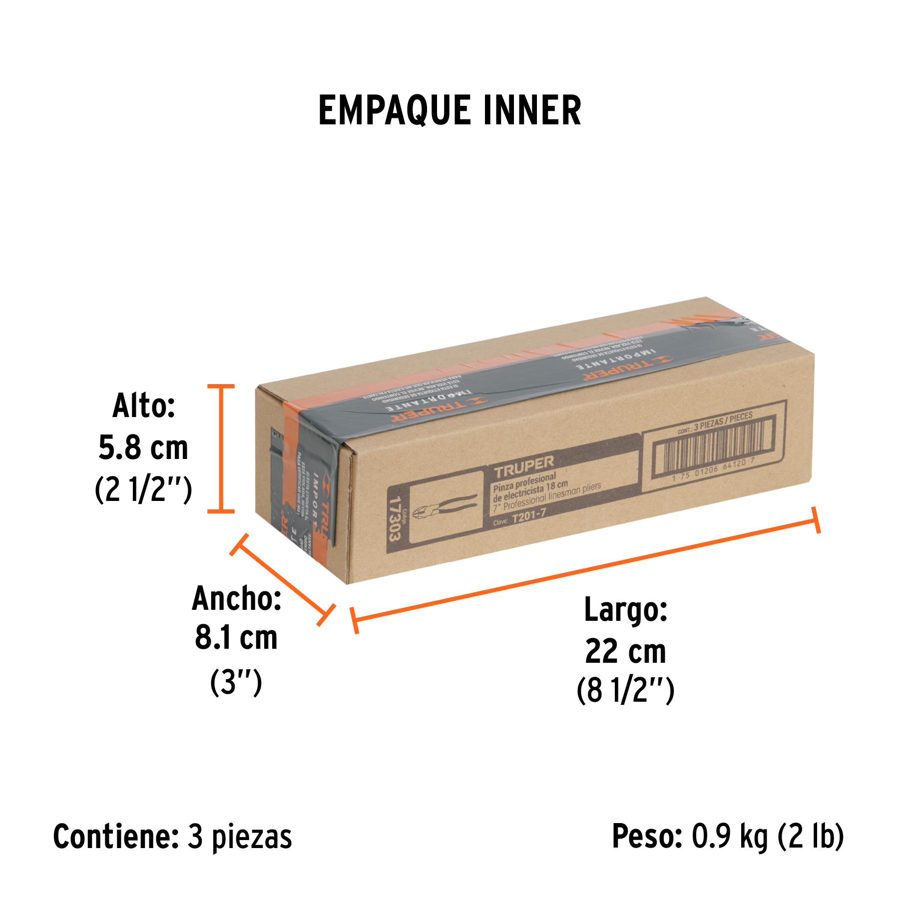 Pinza para electricista 7" uso rudo, mango PVC, TRUPER TRUPER