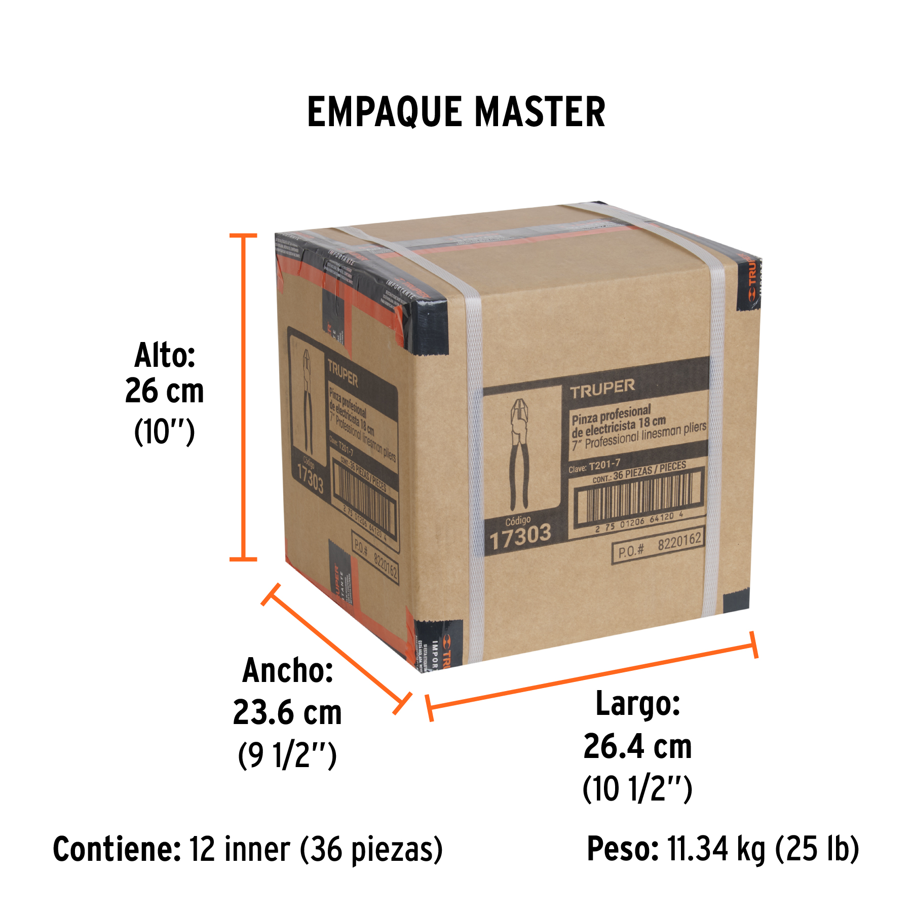Pinza para electricista 7" uso rudo, mango PVC, TRUPER TRUPER