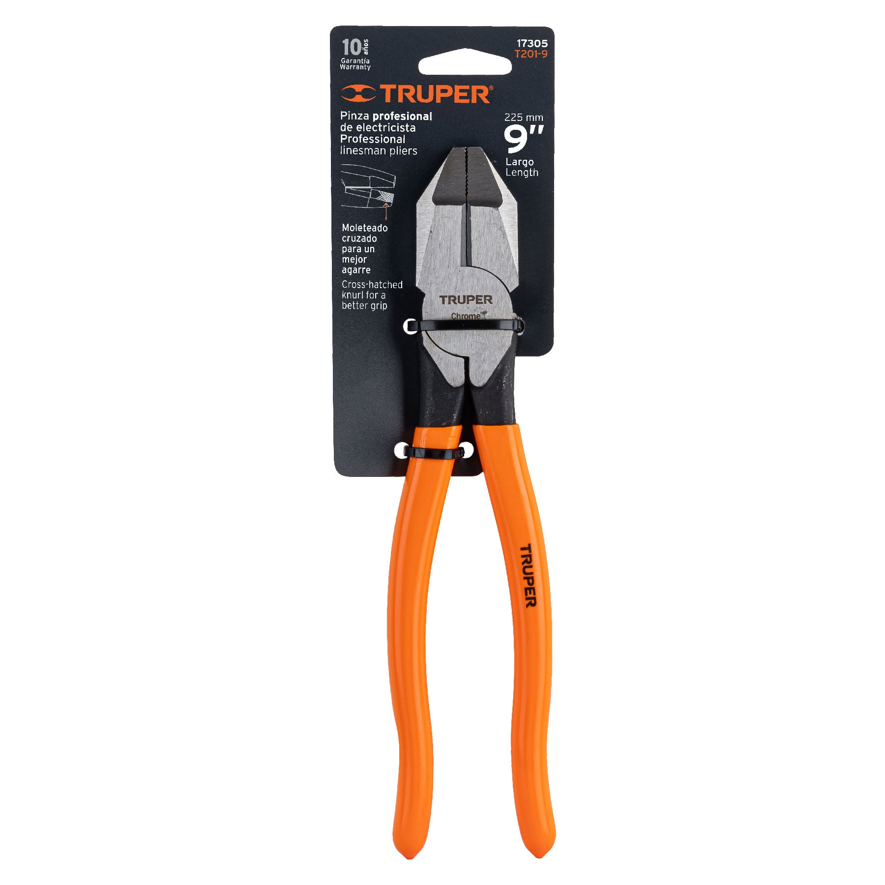 Pinza para electricista 9" uso rudo, mango PVC, TRUPER TRUPER