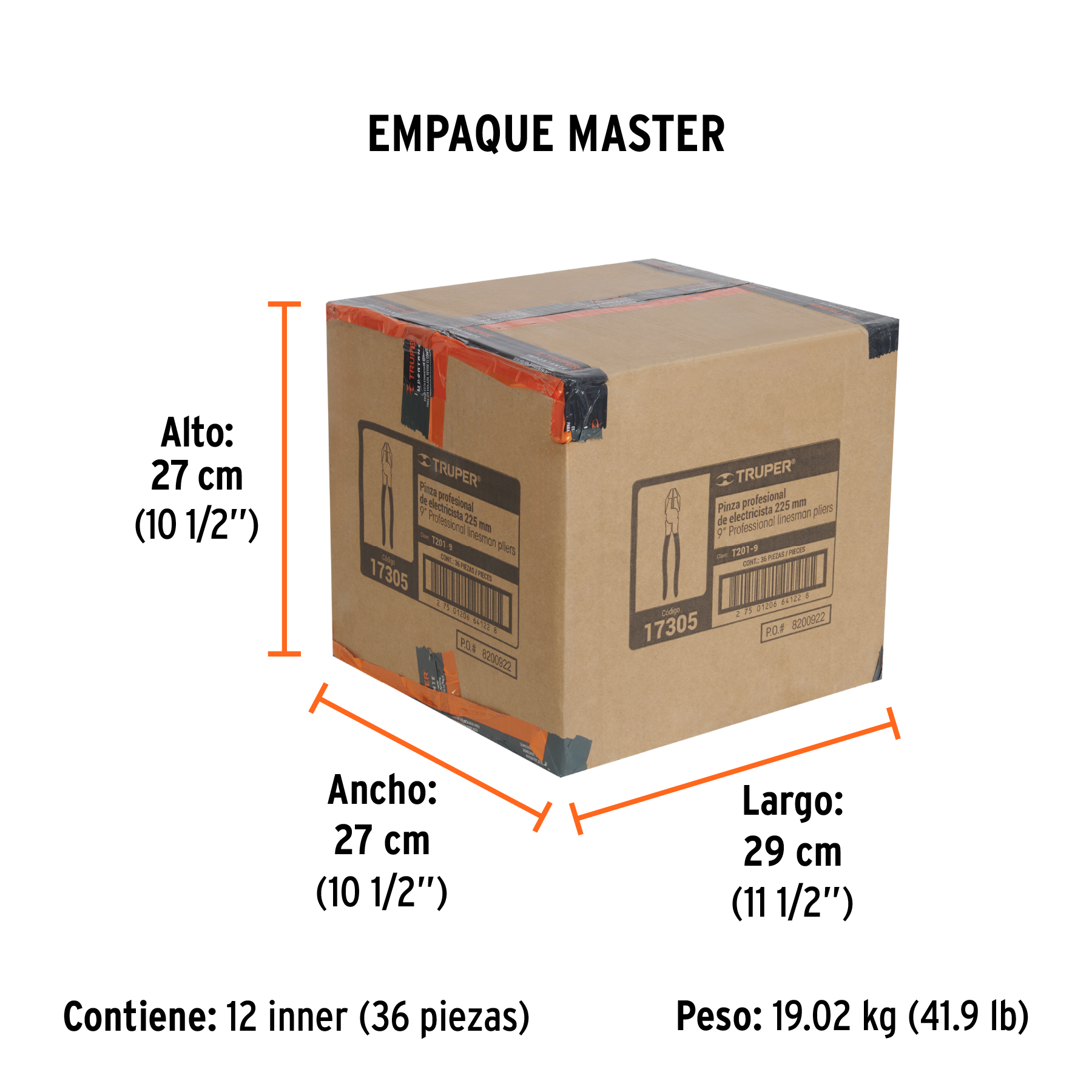 Pinza para electricista 9" uso rudo, mango PVC, TRUPER TRUPER