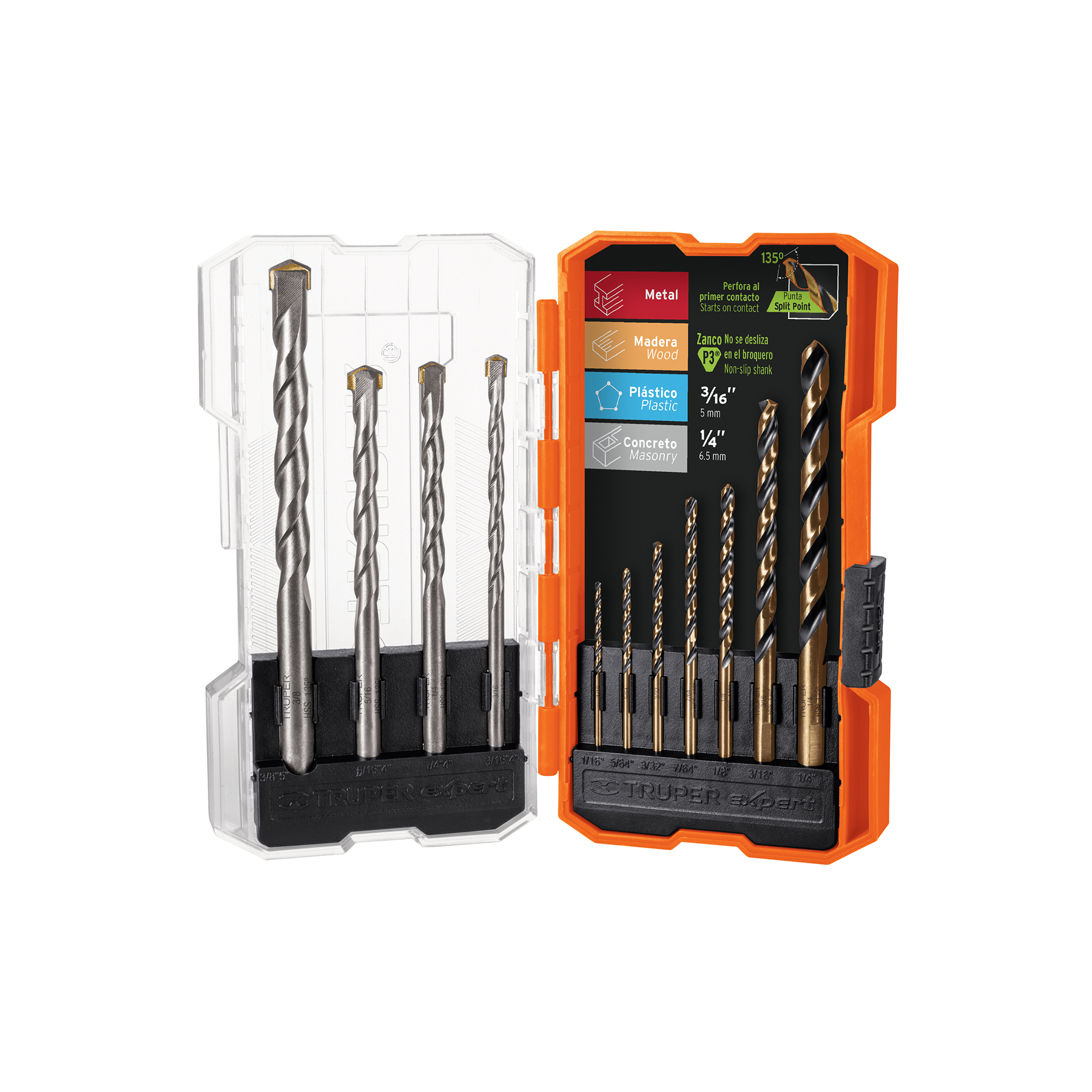 Juego de 11 brocas para metal y concreto en estuche, TRUPER TRUPER