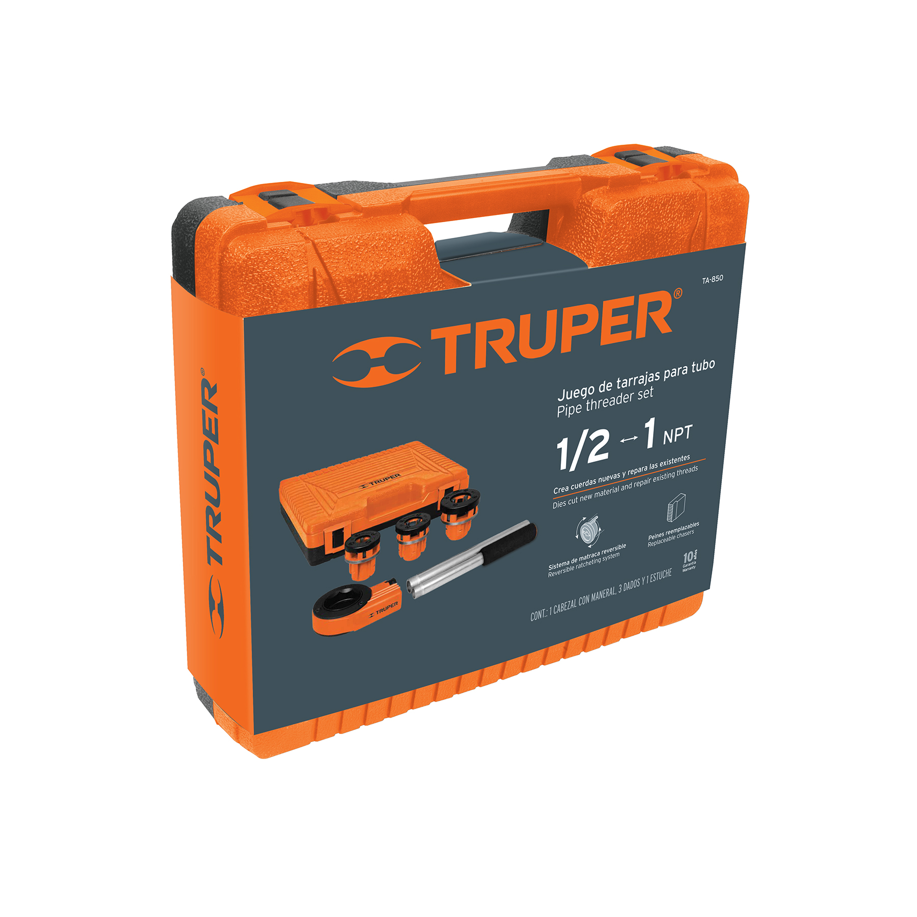 Juego de 4 tarrajas para tubo de 1/2" a 1", TRUPER TRUPER