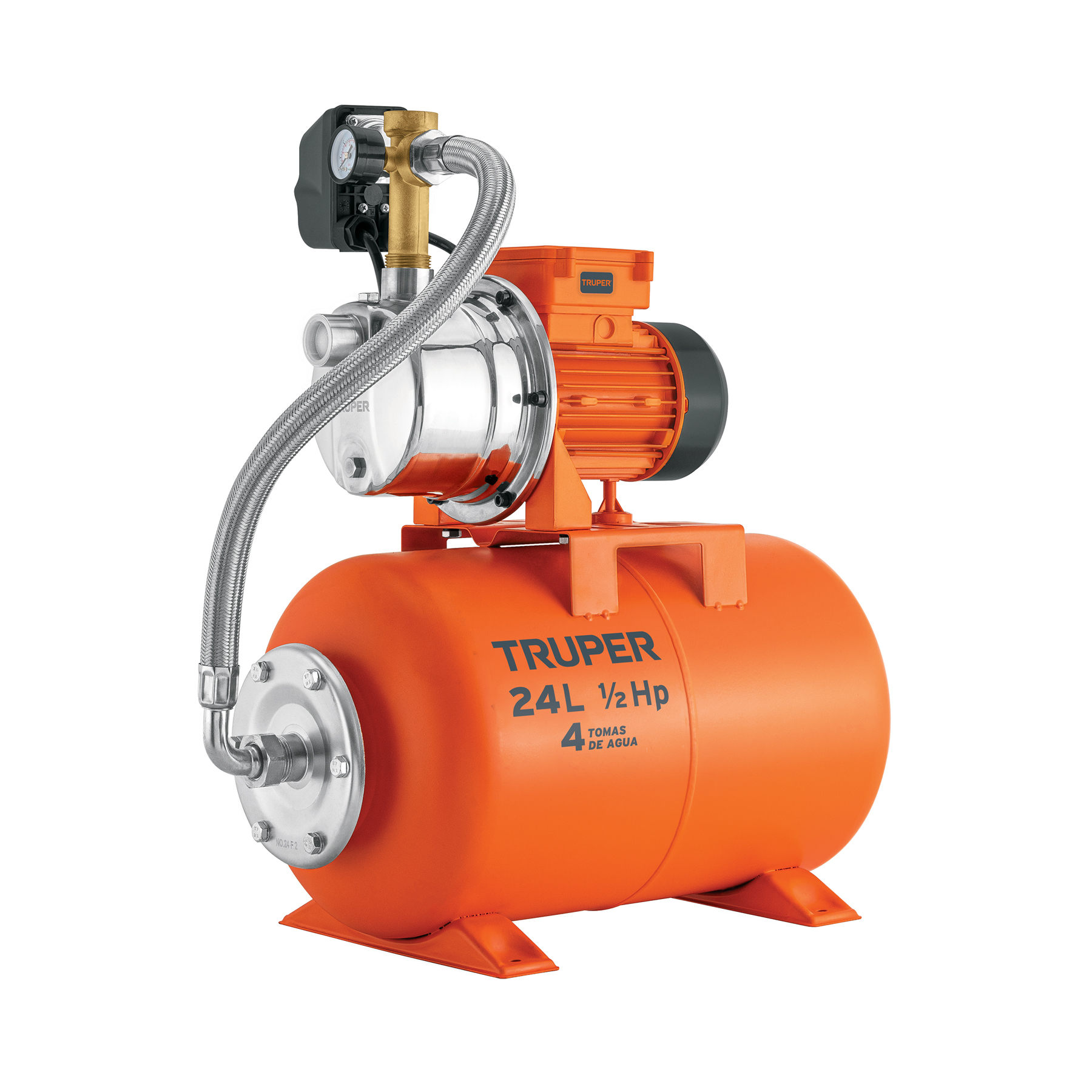 Equipo hidroneumático 24L, jet inoxidable 1/2 HP, TRUPER TRUPER