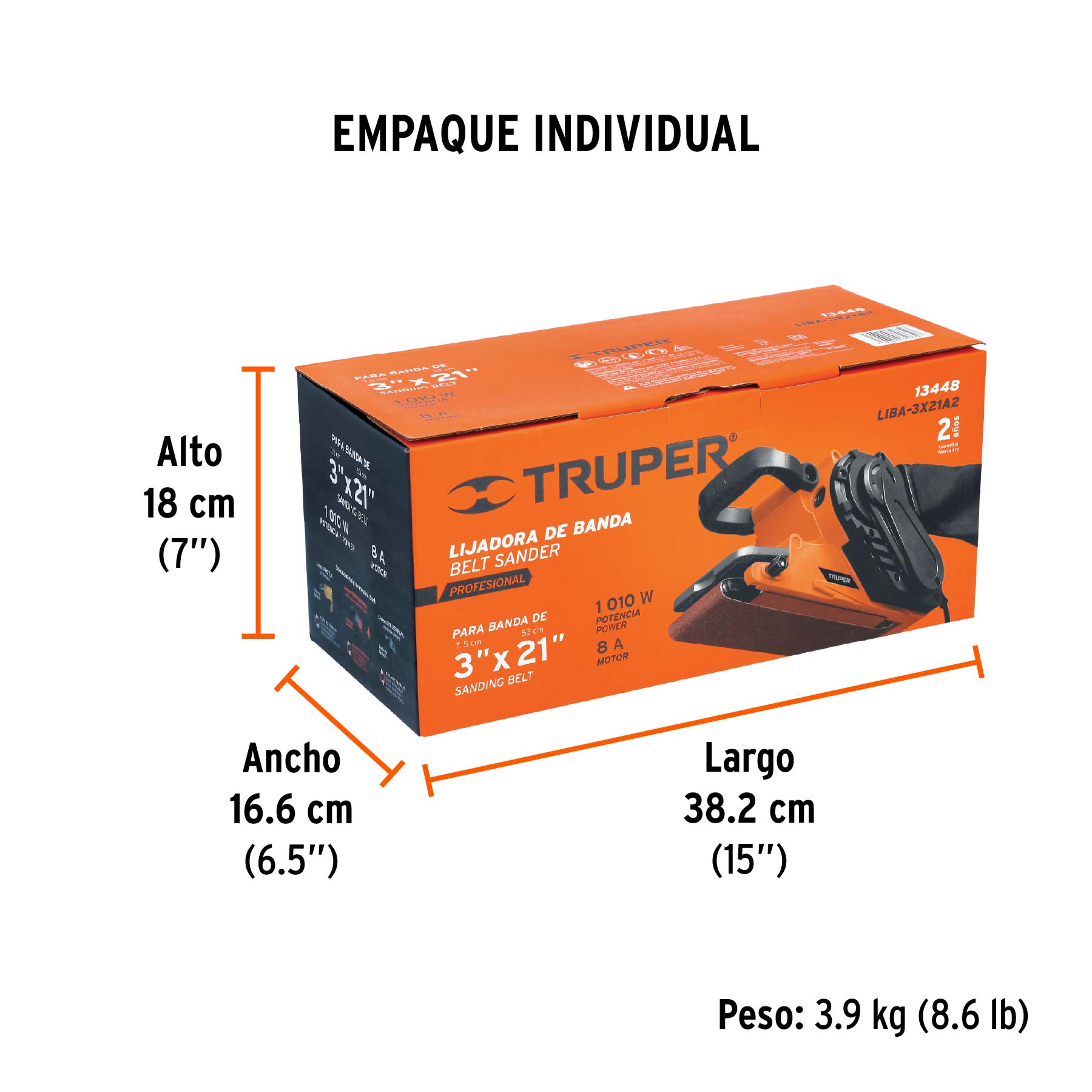 Lijadora de banda 3 x 21", 1010W, TRUPER PRO TRUPER