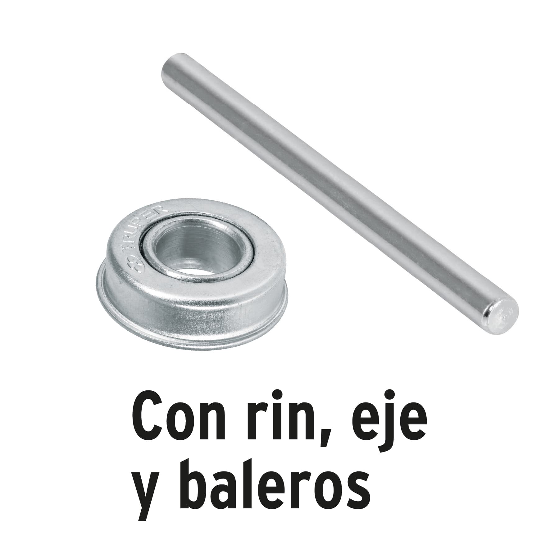 Llanta completa neumática 16", incluye eje y baleros TRUPER