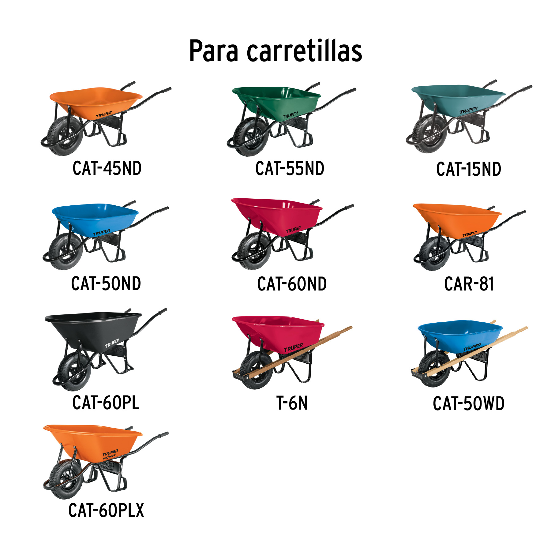 Llanta completa neumática 16", incluye eje y baleros TRUPER