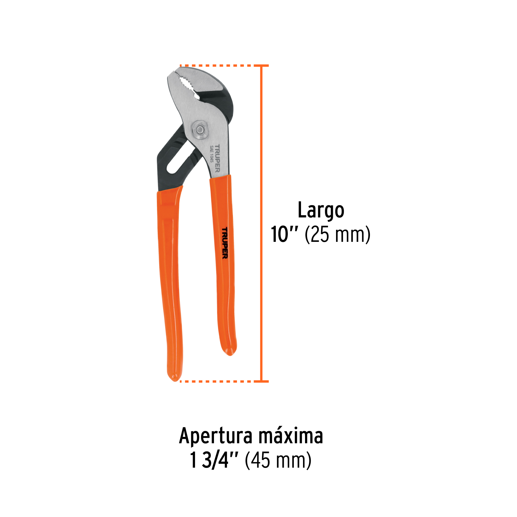 Pinza de extensión 10" mango de PVC, TRUPER TRUPER