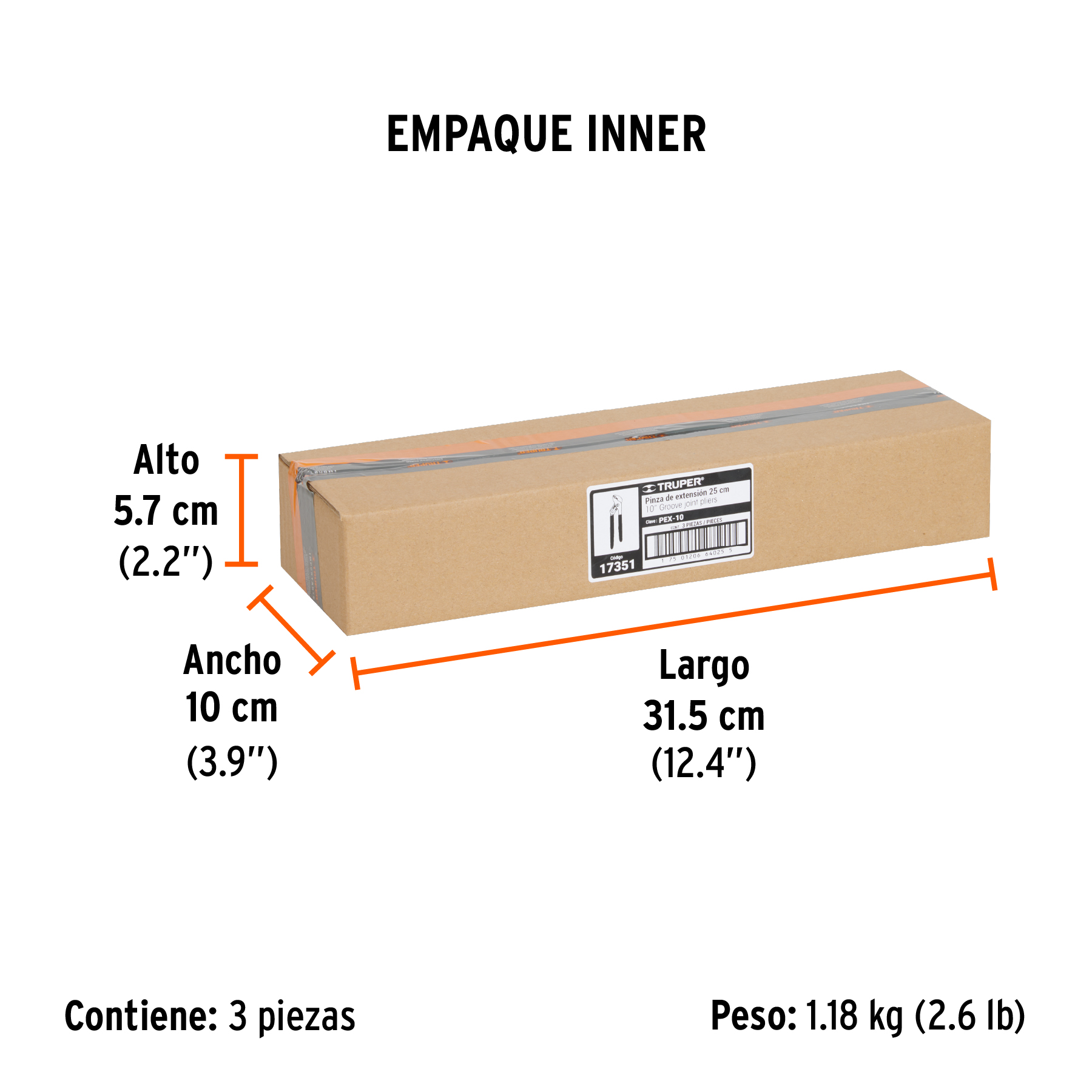 Pinza de extensión 10" mango de PVC, TRUPER TRUPER