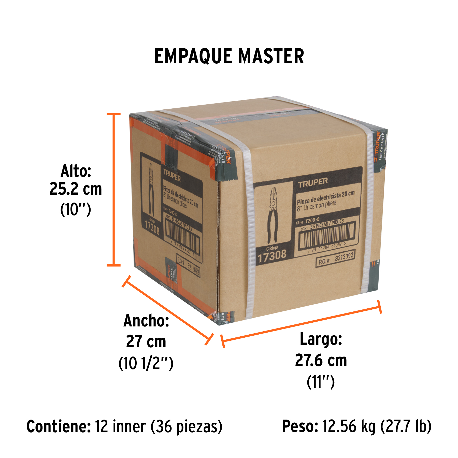 Pinza para electricista 8" mango de PVC, TRUPER TRUPER