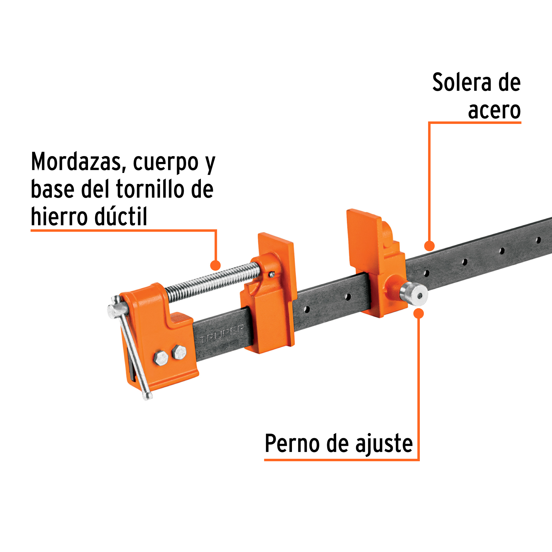 Sargento de solera 36" de acero, TRUPER TRUPER