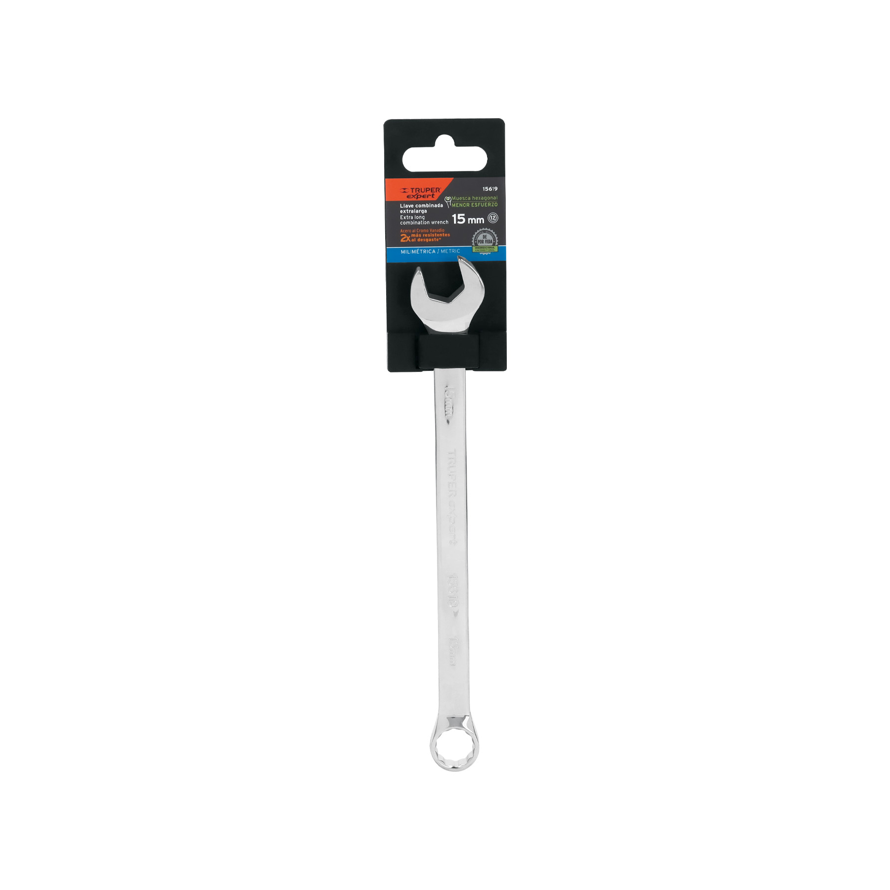 Llave combinada extralarga 15 mm x 230 mm de largo, EXPERT TRUPER