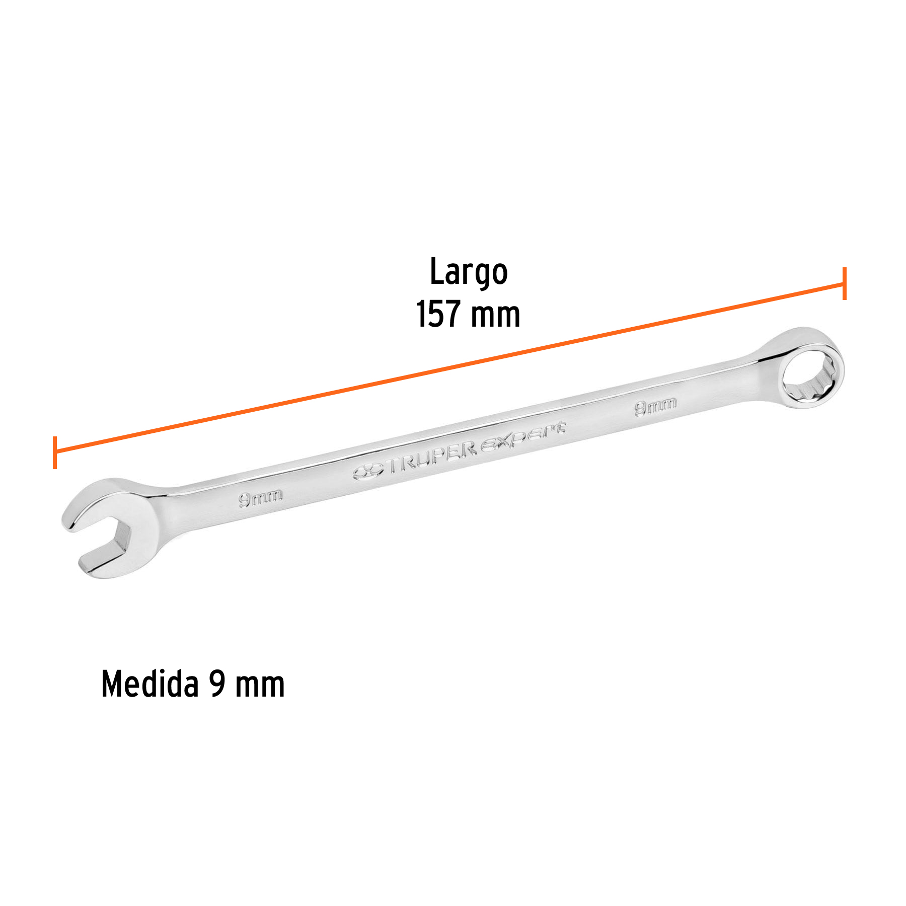 Llave combinada extralarga 9 mm x 157 mm de largo, EXPERT TRUPER