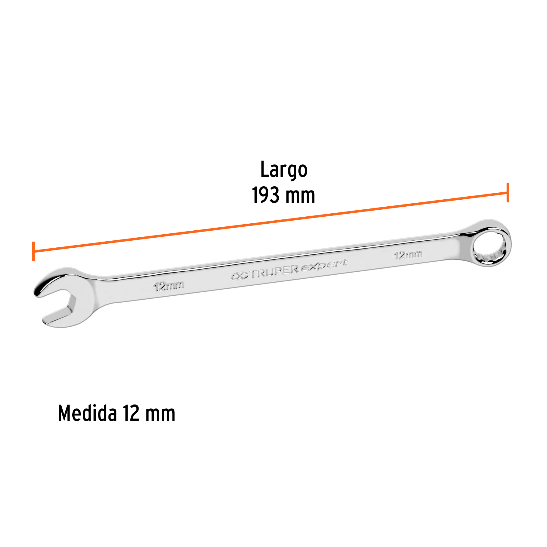 Llave combinada extralarga 12 mm x 193 mm de largo, EXPERT TRUPER