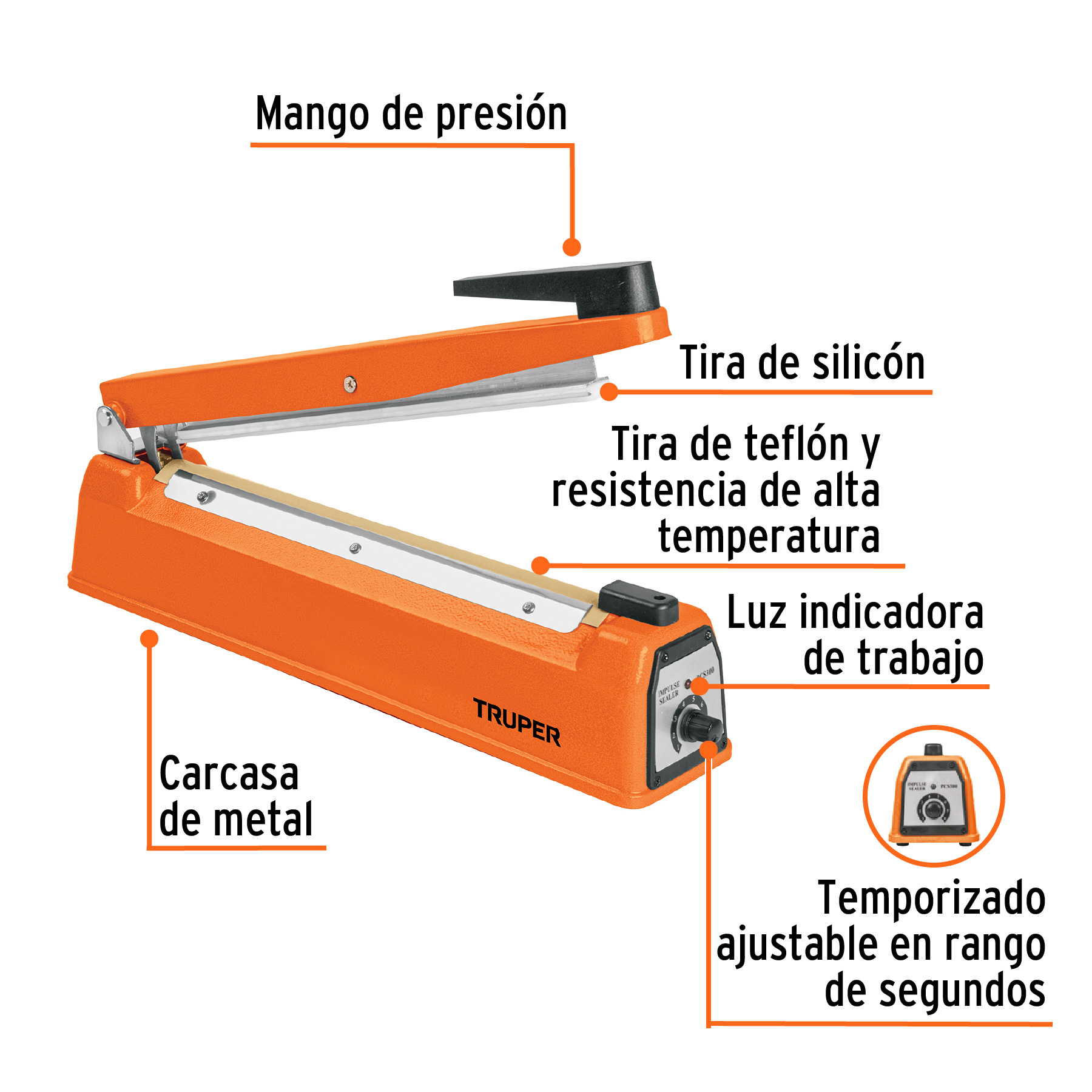 Selladora térmica 30 cm, 400 W, TRUPER TRUPER