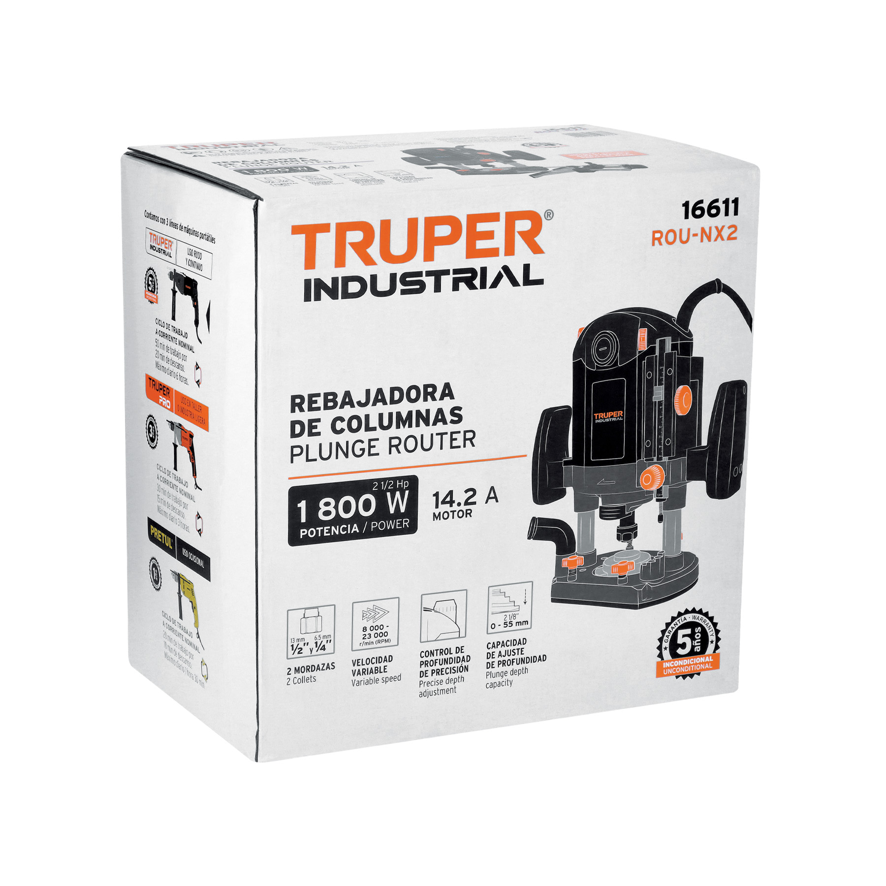 Router (Rebajadora) 1800W, 2-1/2 HP, TRUPER INDUSTRIAL TRUPER