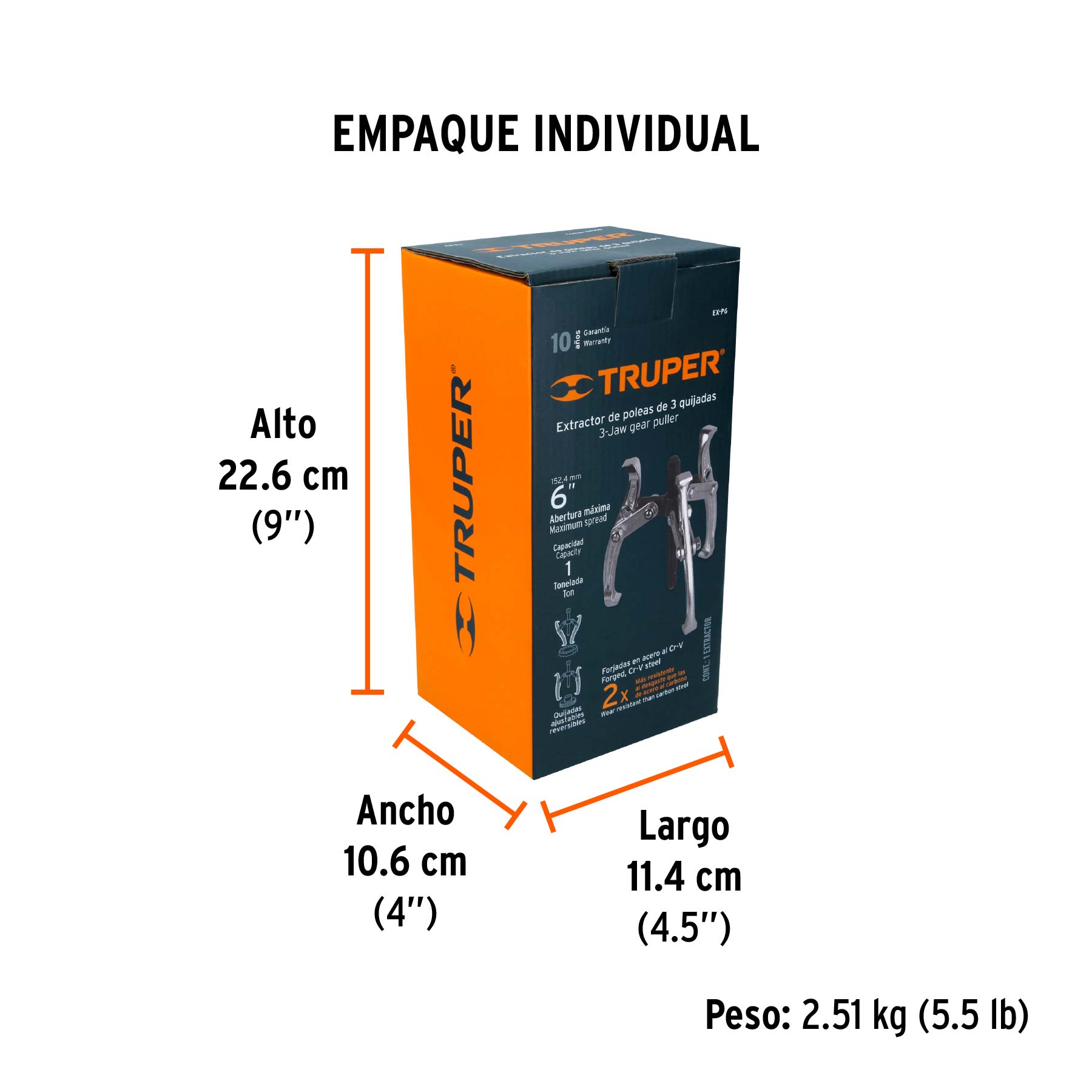 Extractor de poleas, 3 quijadas, 6", TRUPER TRUPER