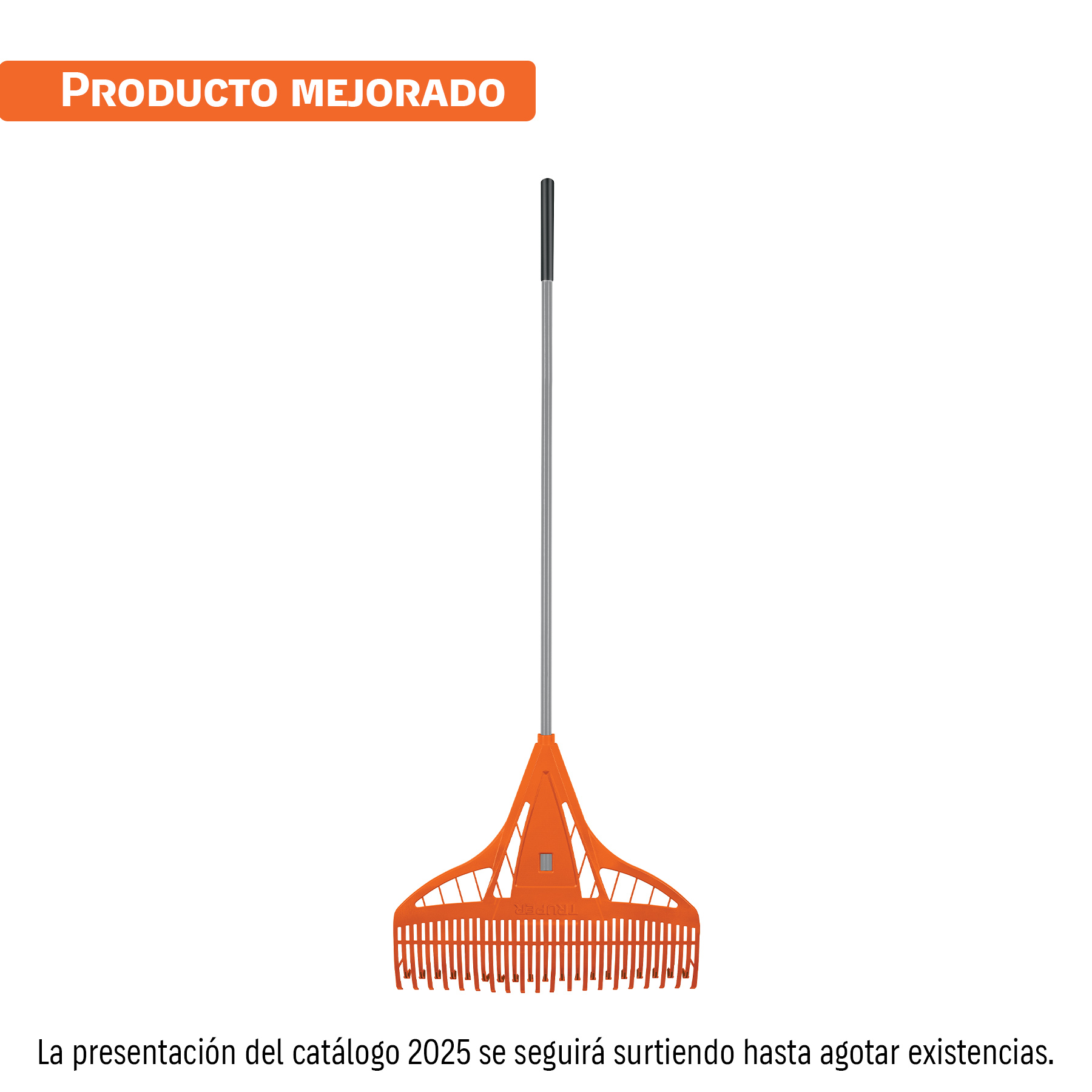 Escoba plástica para jardín, 39 dientes, mango de acero 60" TRUPER