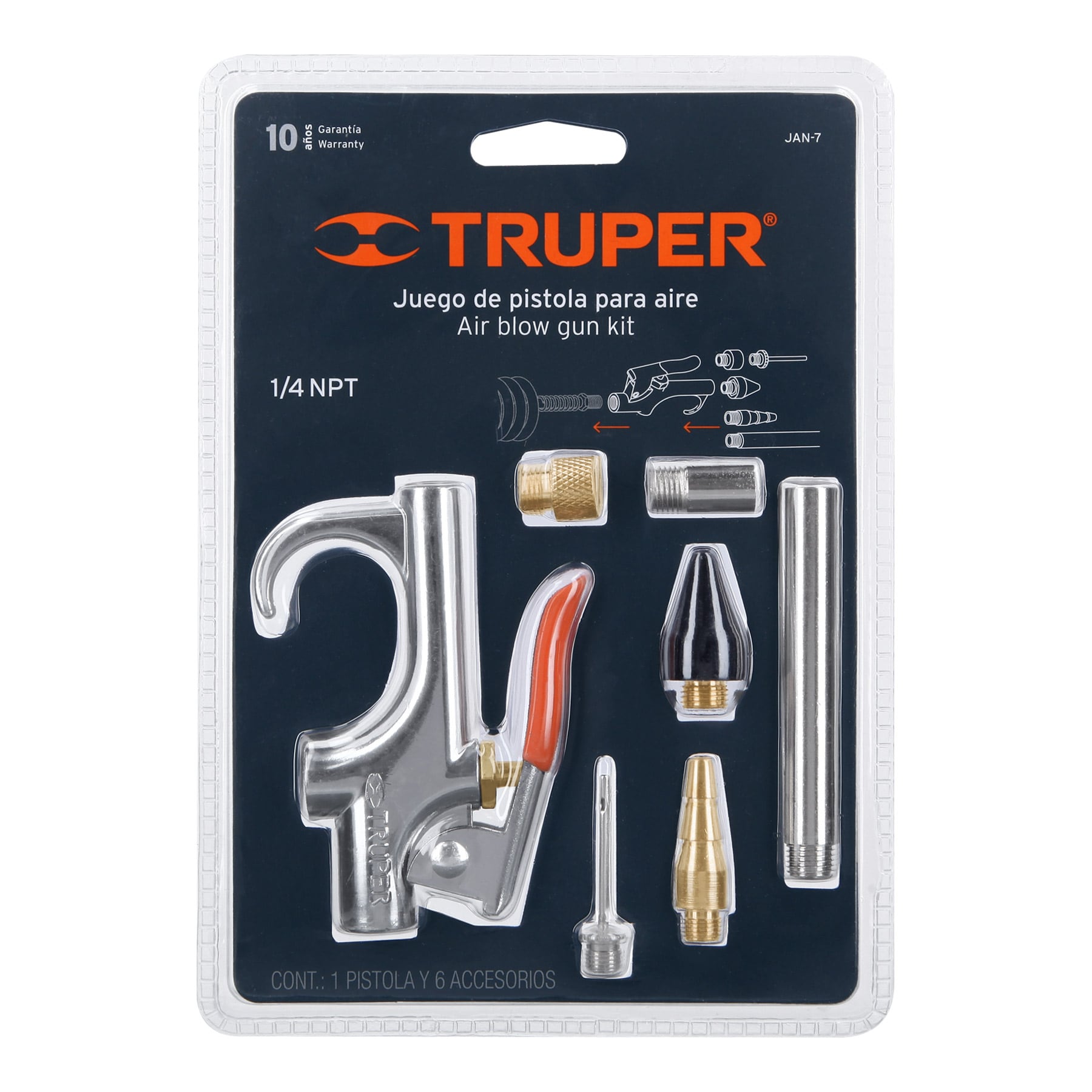 Juego pistola sopleteadora,2 boquillas,4 accesorios, TRUPER TRUPER
