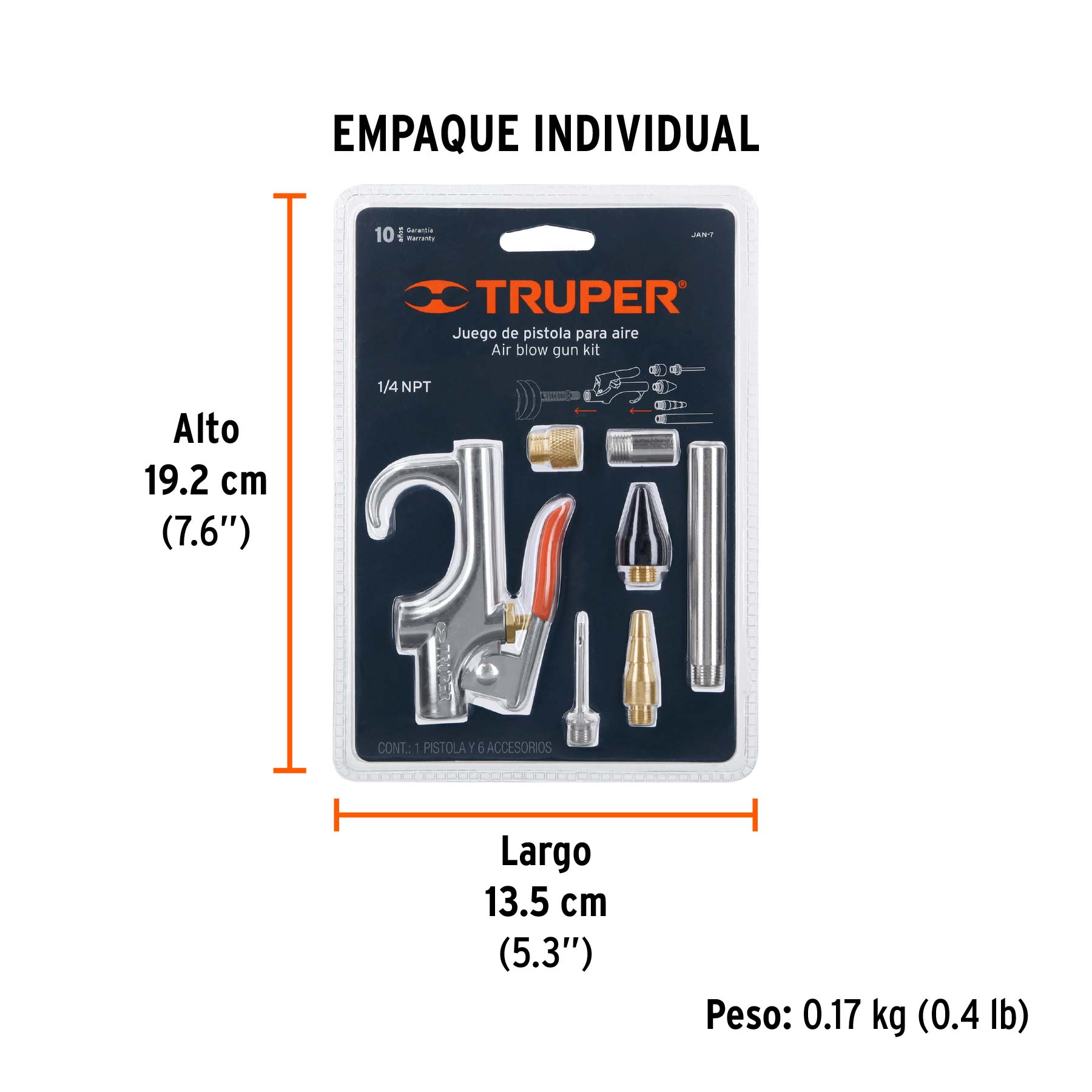 Juego pistola sopleteadora,2 boquillas,4 accesorios, TRUPER TRUPER