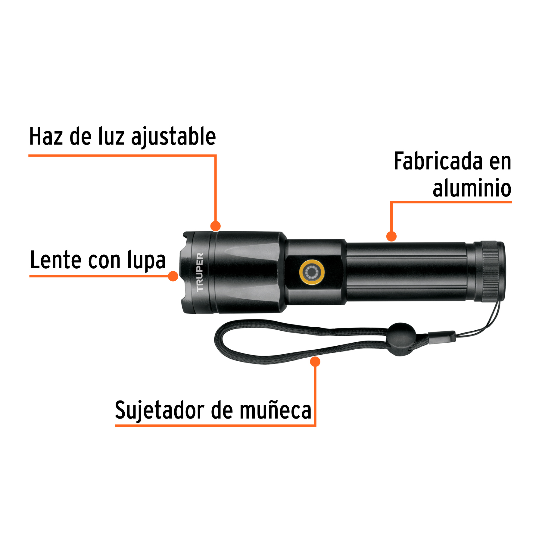 Linterna LED recargable, de aluminio, 1,200 lm, TRUPER TRUPER