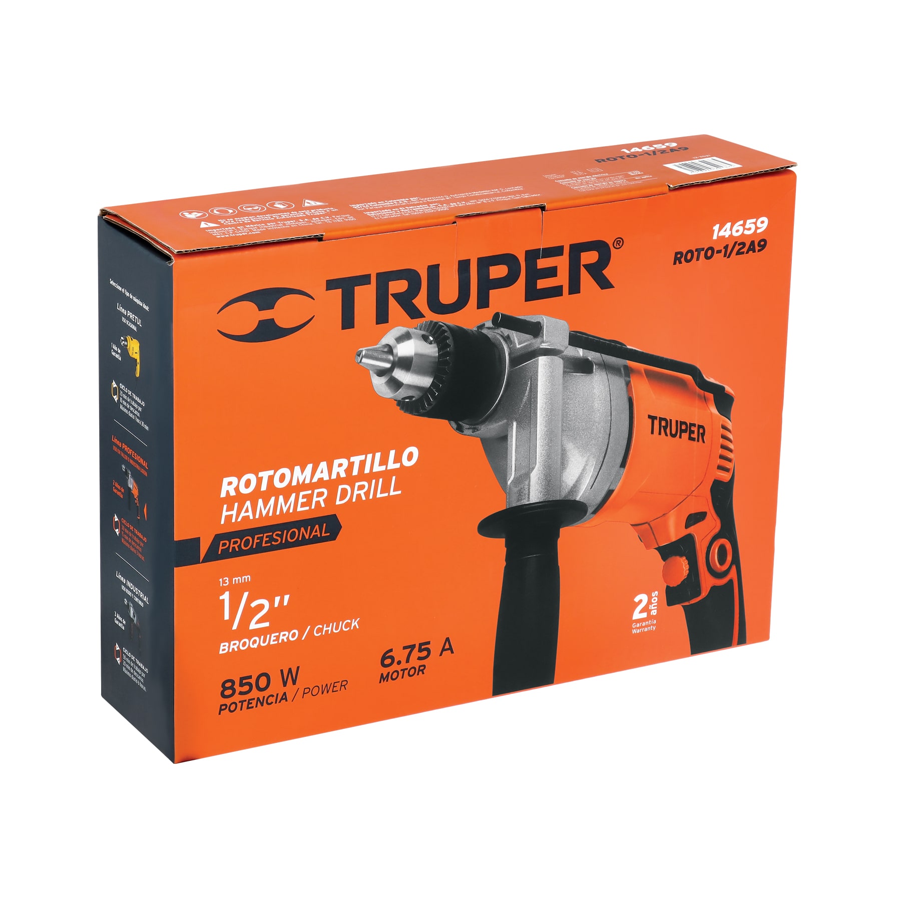 Rotomartillo/destornillador 1/2", 850W, TRUPER PRO TRUPER