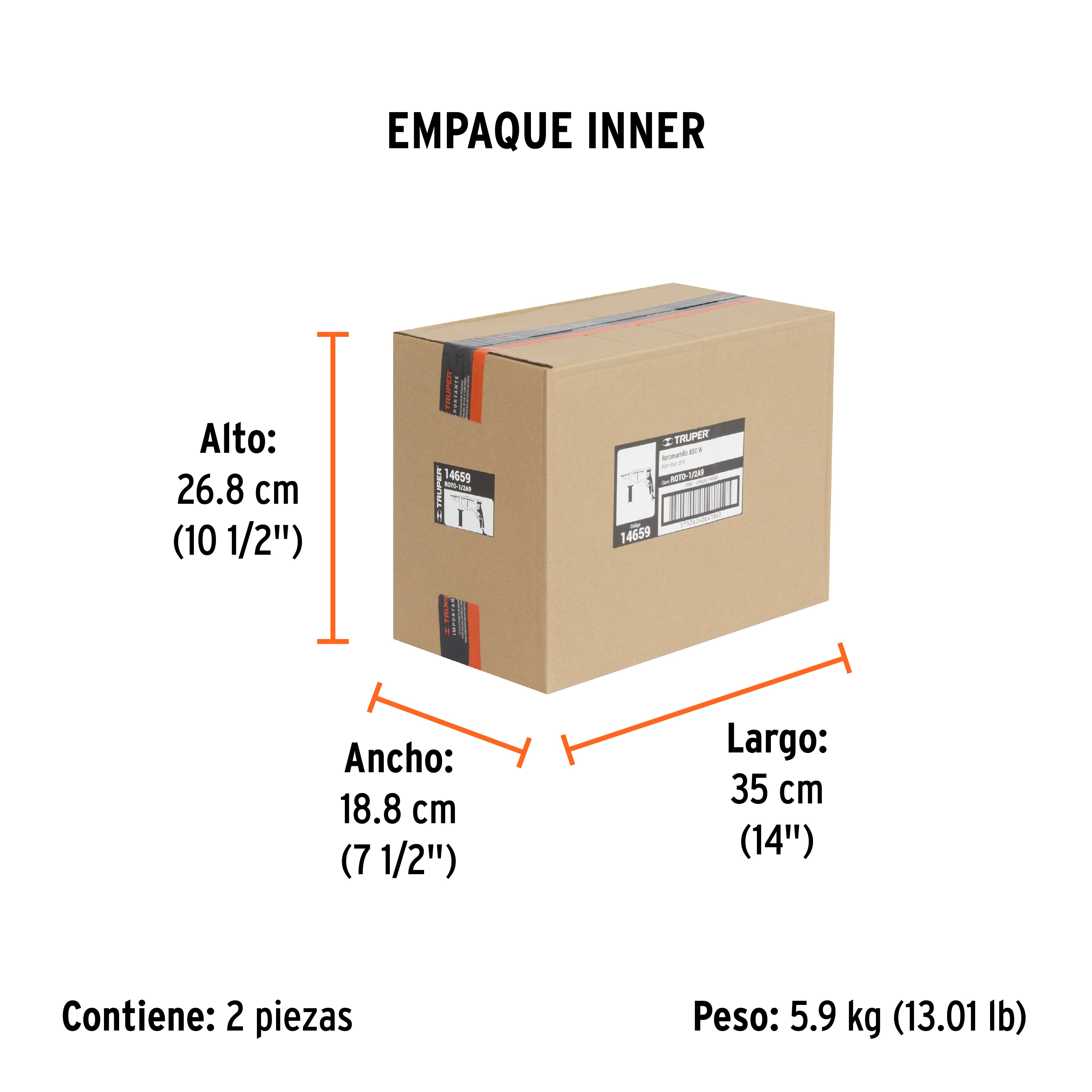Rotomartillo/destornillador 1/2", 850W, TRUPER PRO TRUPER