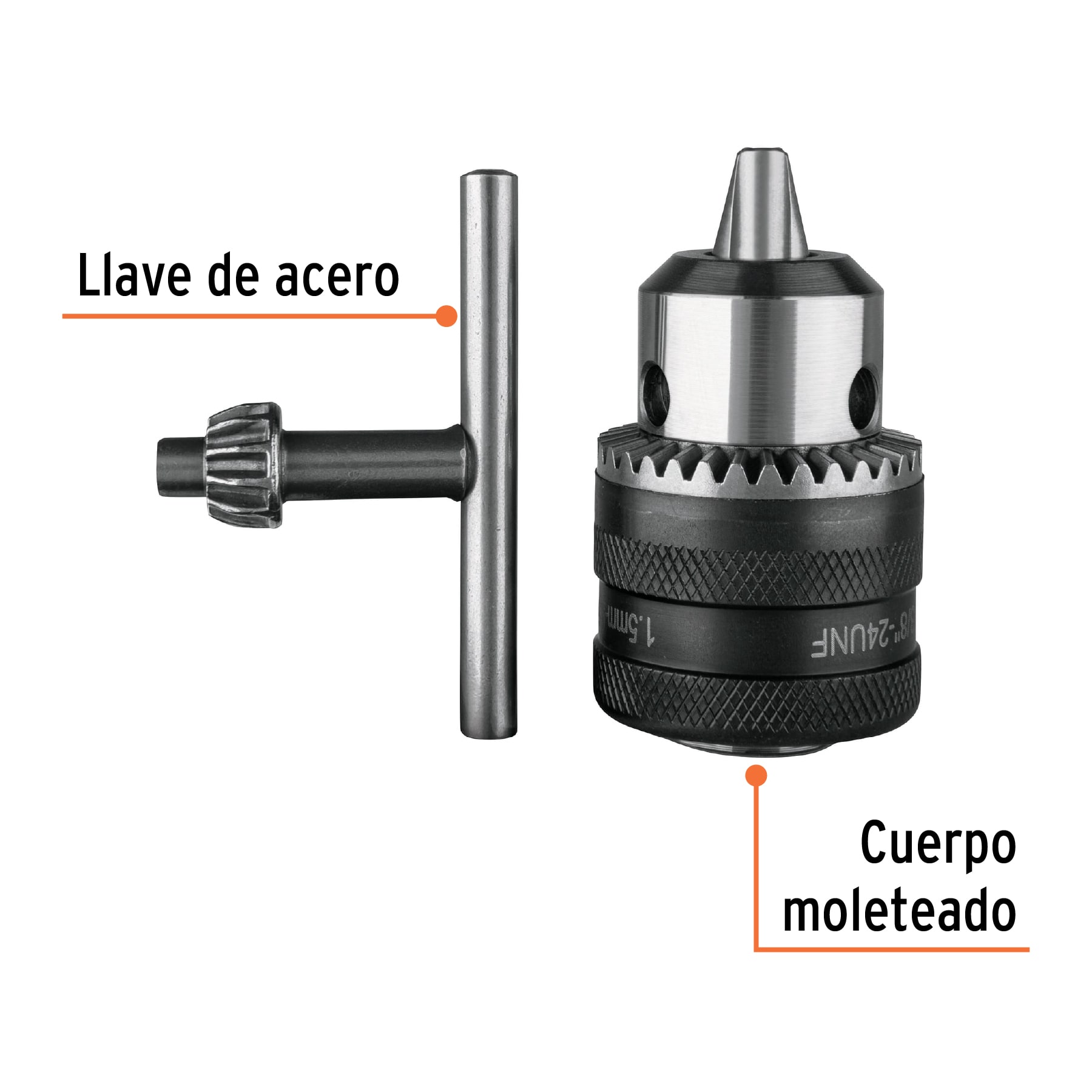 Broquero 3/8" con llave, cuerpo moleteado, TRUPER TRUPER