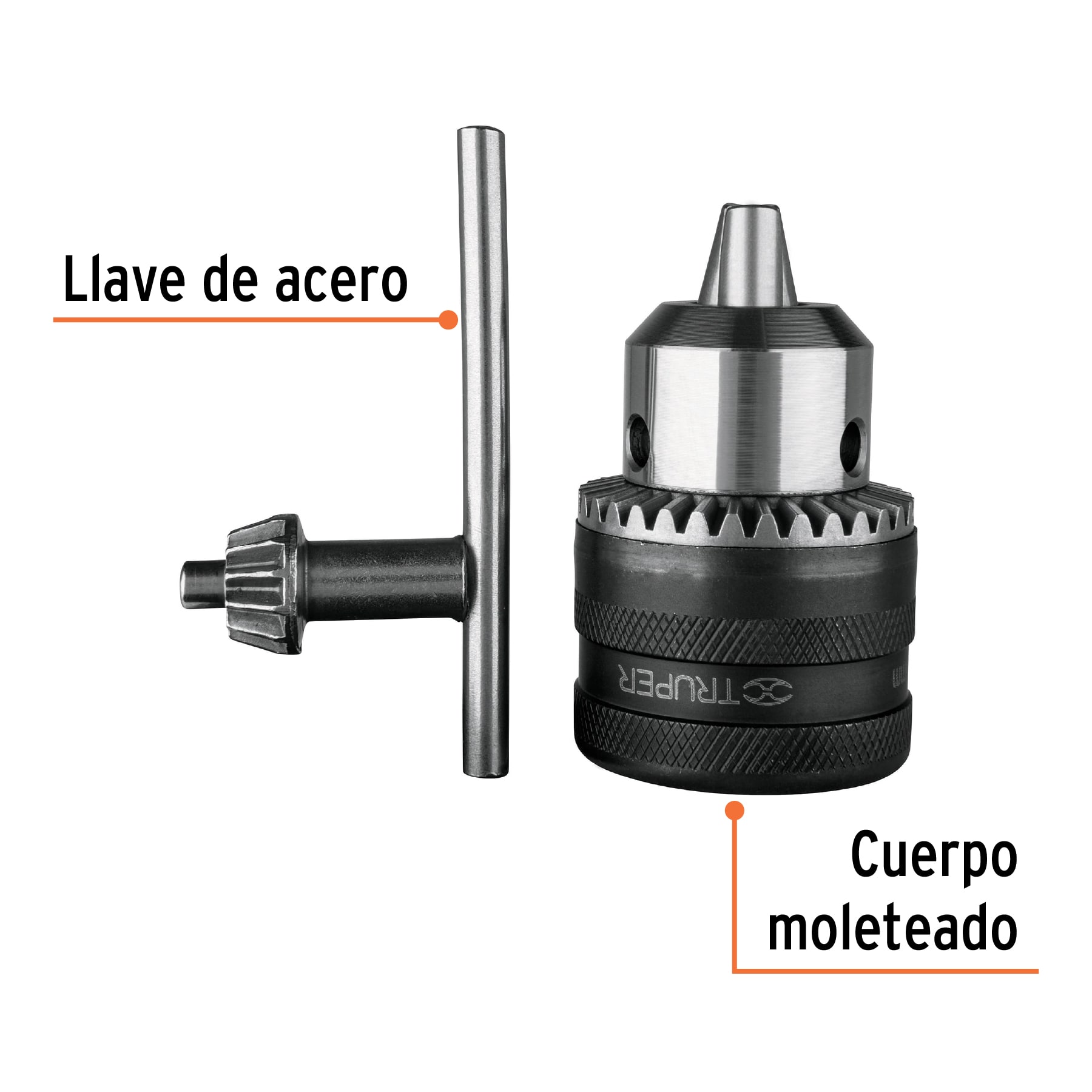 Broquero 1/2" con llave, cuerpo moleteado, TRUPER TRUPER