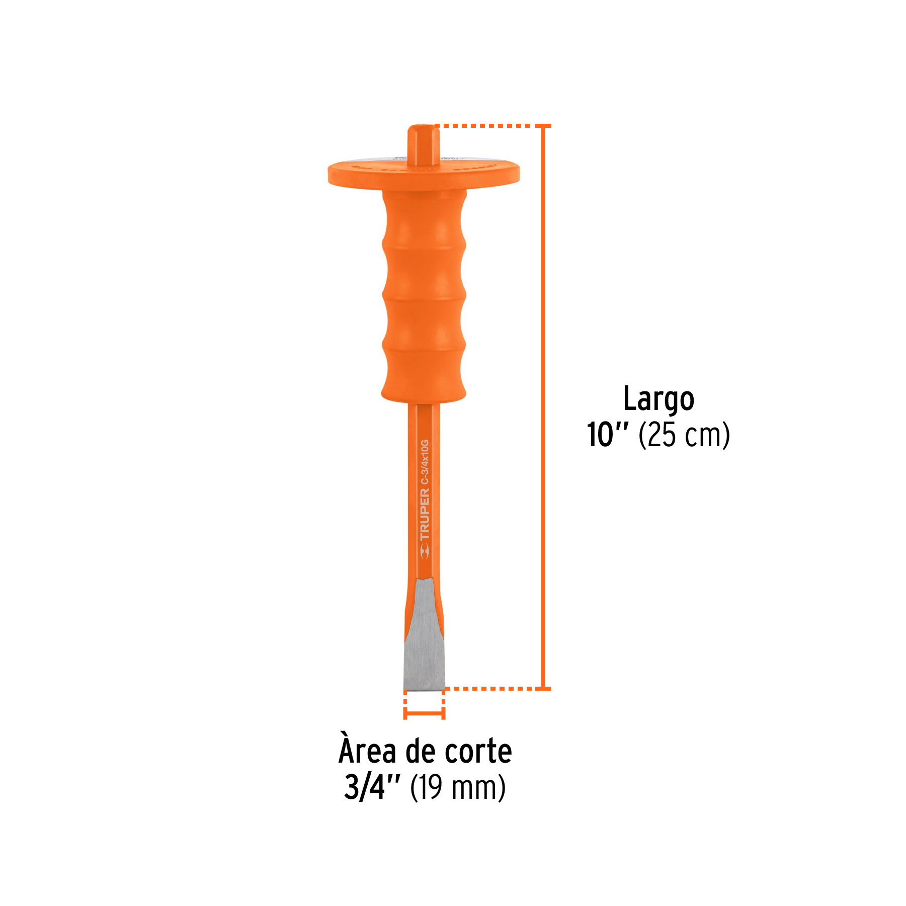 Cincel de corte frío 3/4 x 10" con grip, TRUPER TRUPER