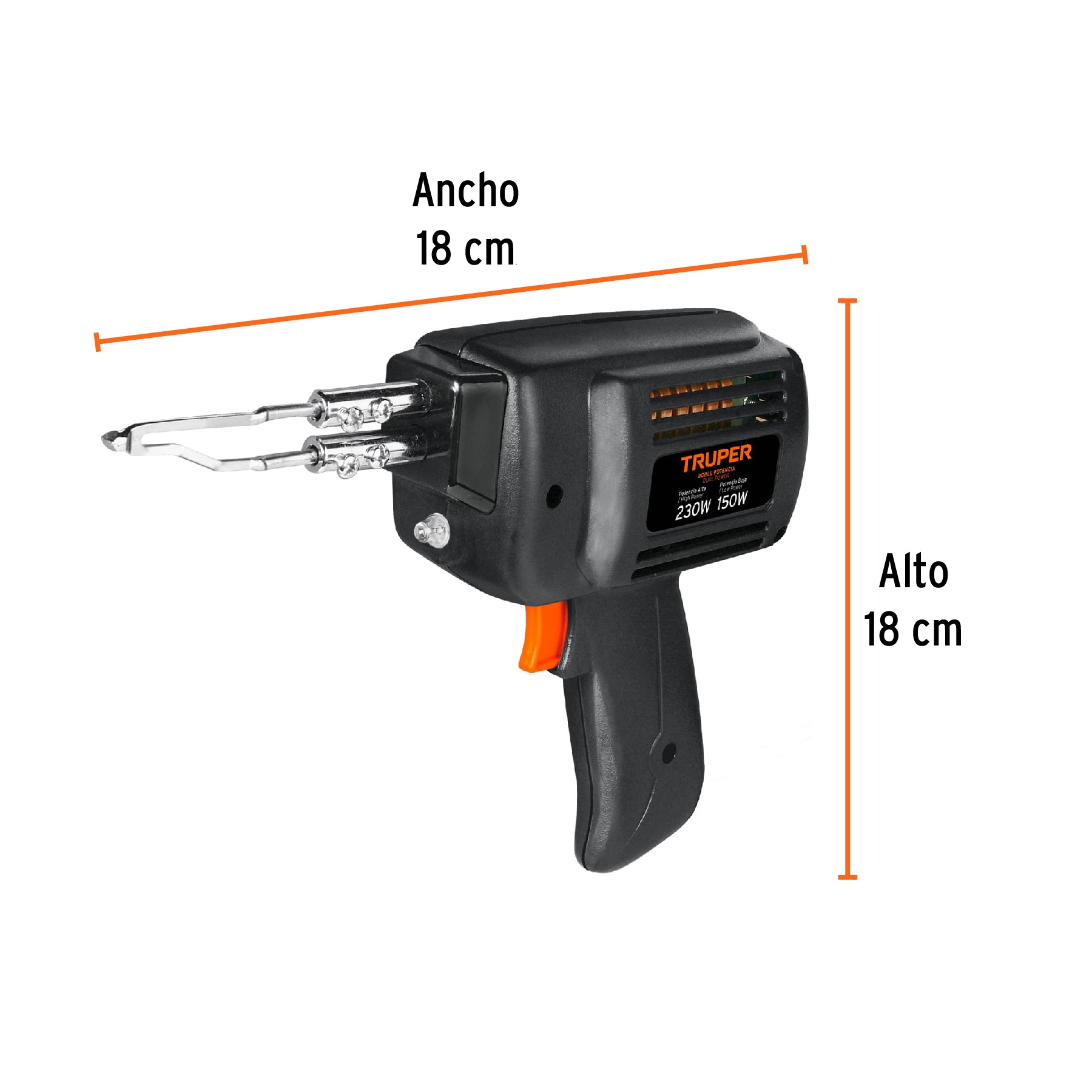 Cautín 230 W tipo pistola con 2 temperaturas, TRUPER TRUPER