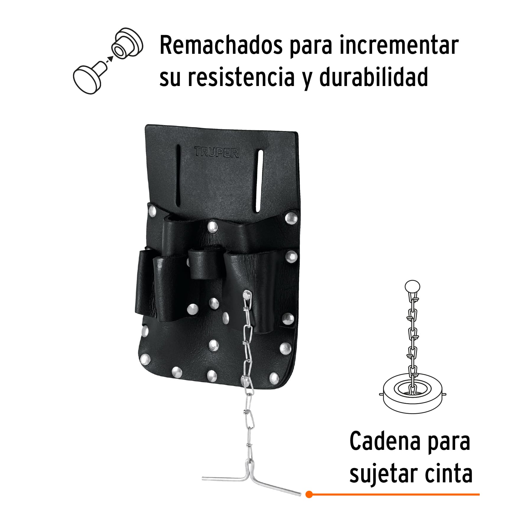 Porta herramientas de cuero con 7 compartimentos, TRUPER TRUPER