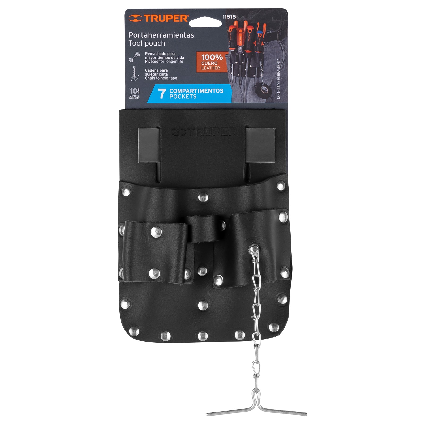 Porta herramientas de cuero con 7 compartimentos, TRUPER TRUPER