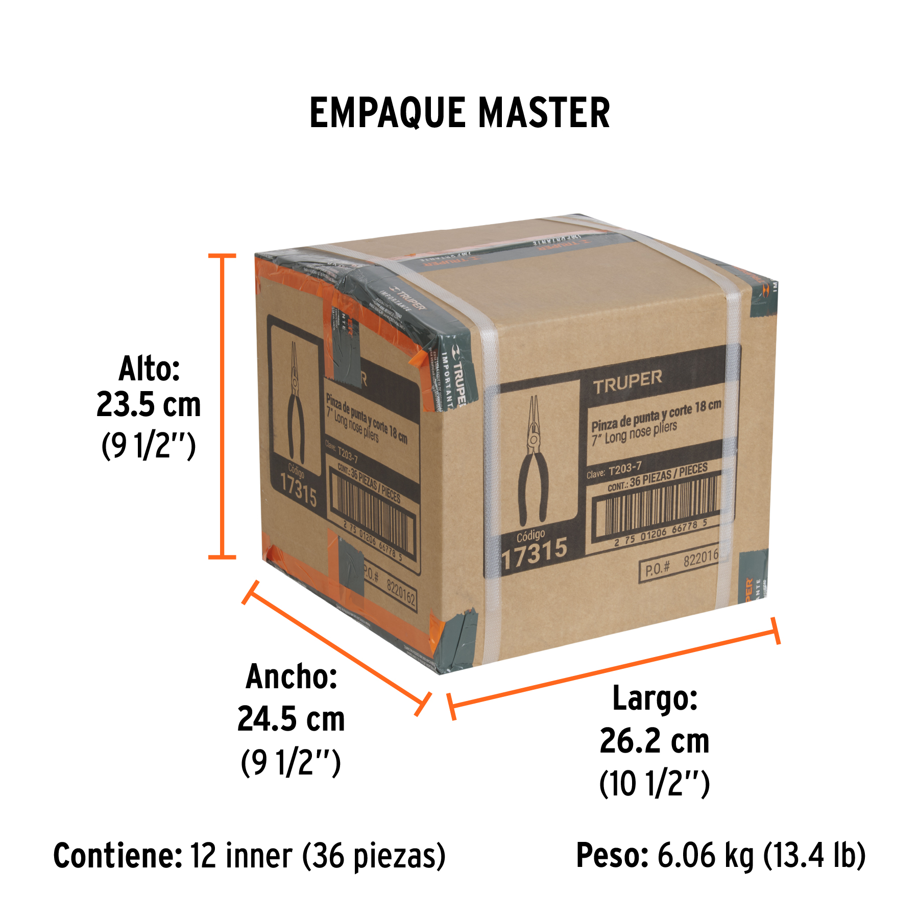 Pinza de punta y corte 7" mango de PVC, TRUPER TRUPER