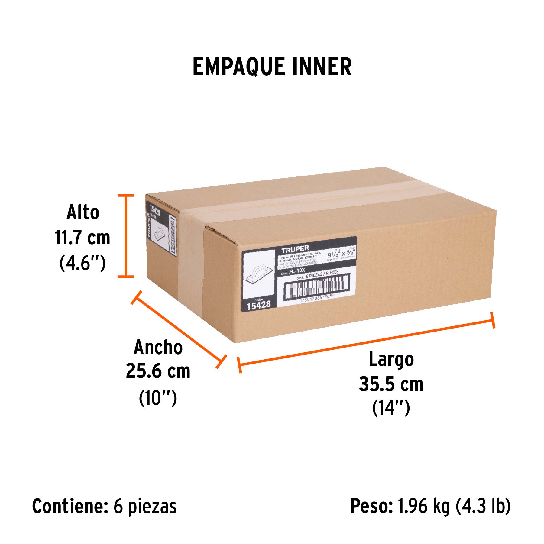 Flota de hule 9-1/2", espesor 5/8",acabado extraliso, TRUPER TRUPER