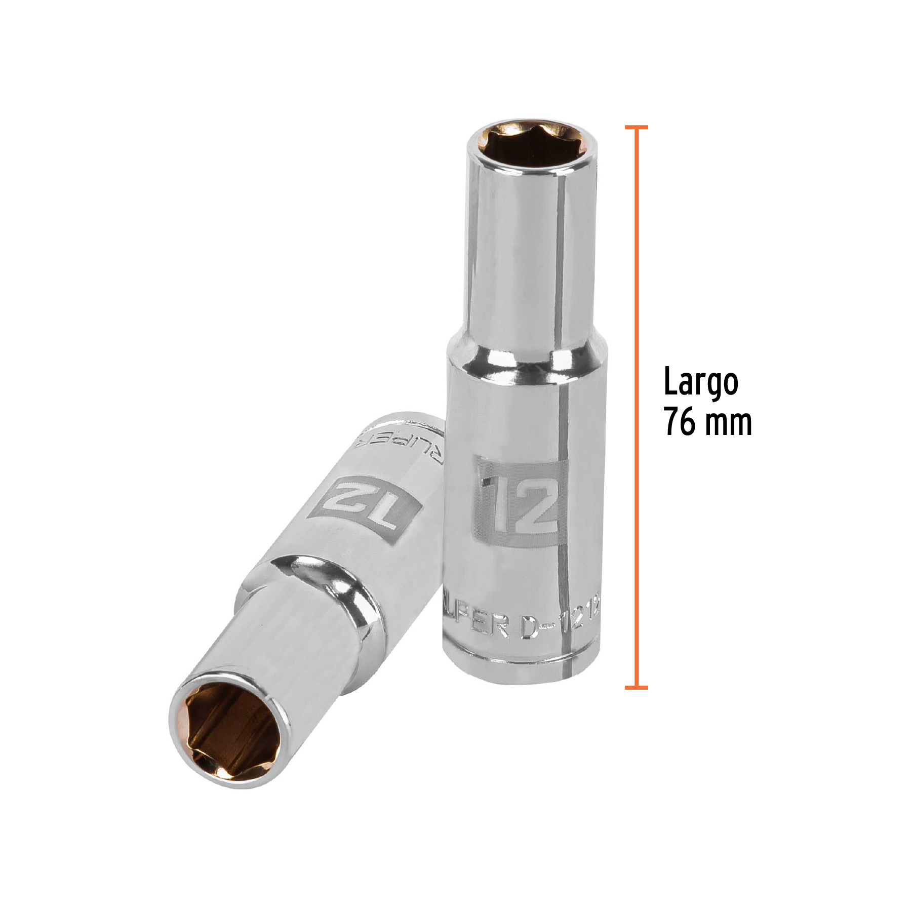 Dado largo de 12 mm, 6 puntas, cuadro 1/2", TRUPER TRUPER