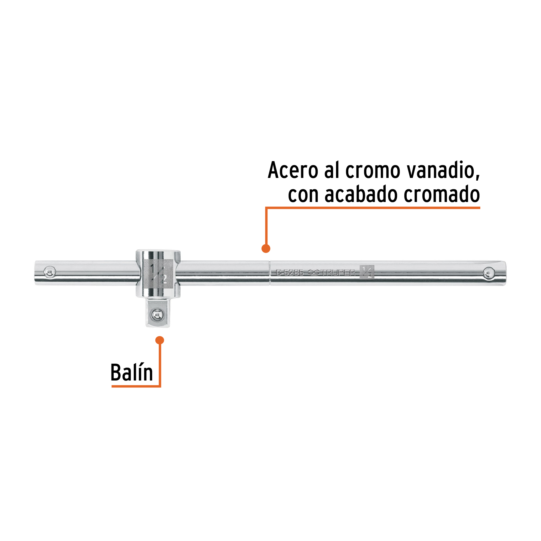 Barra corrediza para dados cuadro 1/2", TRUPER TRUPER