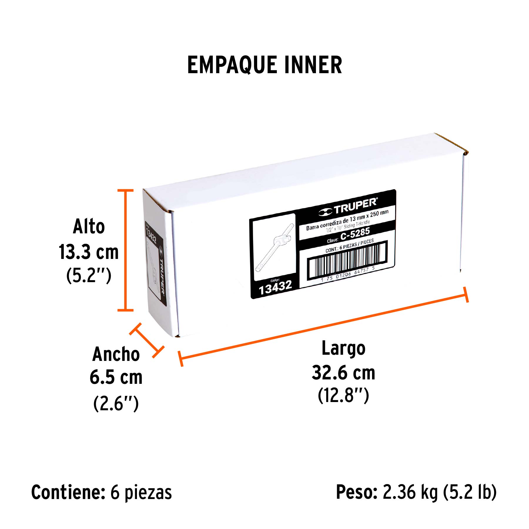 Barra corrediza para dados cuadro 1/2", TRUPER TRUPER