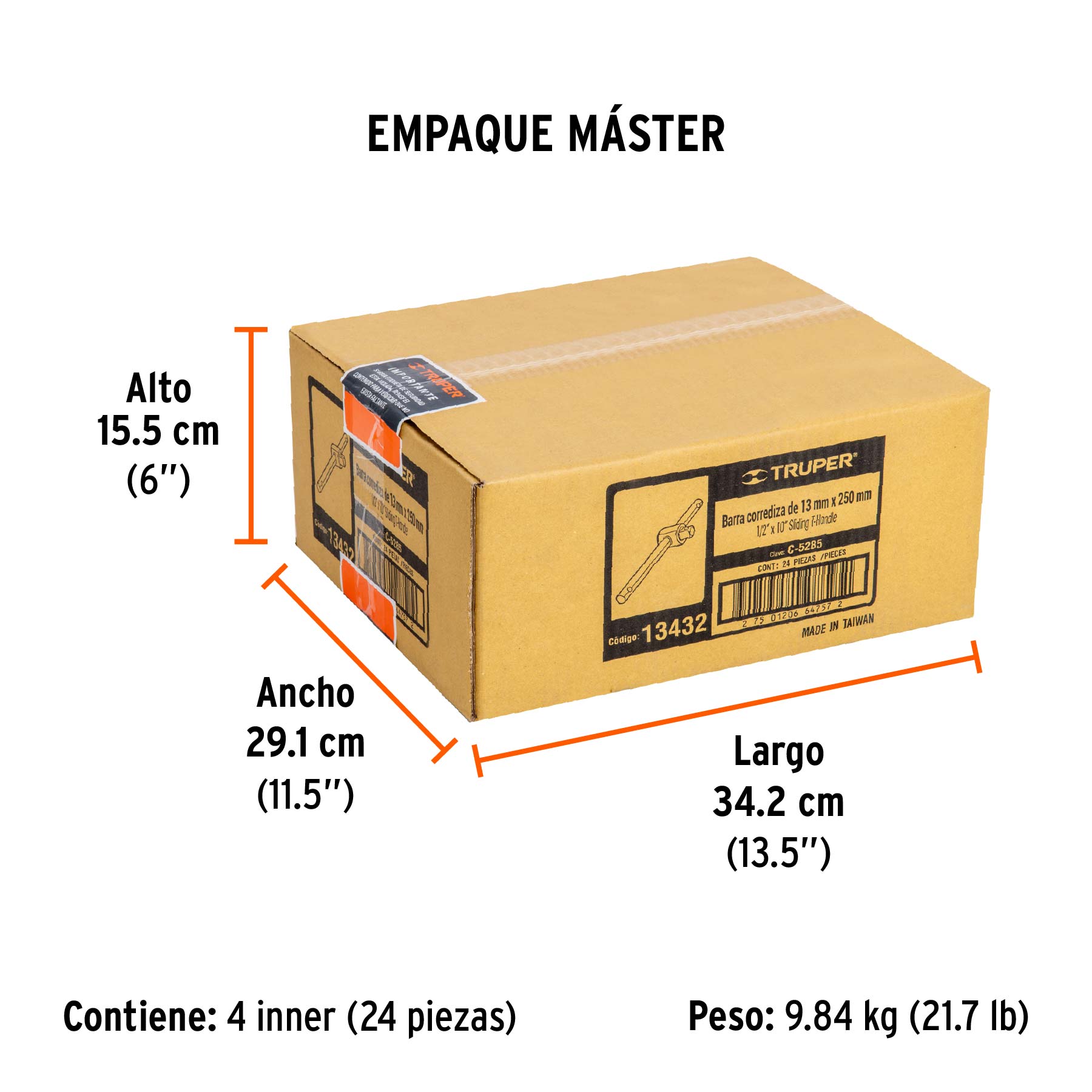 Barra corrediza para dados cuadro 1/2", TRUPER TRUPER