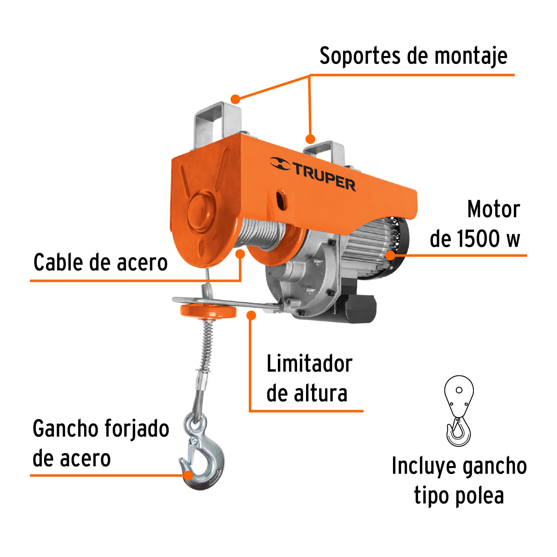 Polipasto eléctrico de 1000 kg, TRUPER TRUPER